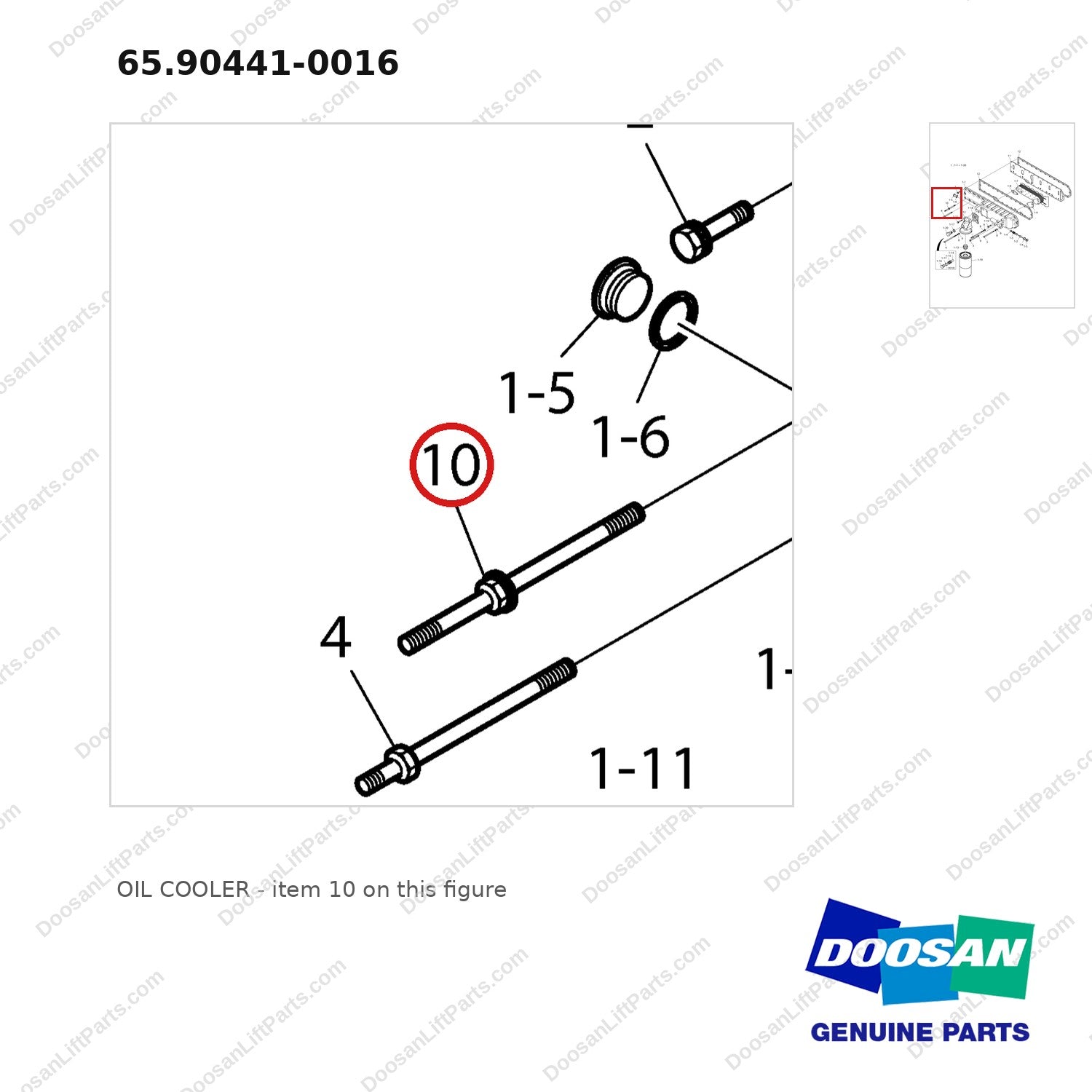 65.90441-0016 OIL COOLER - parts diagram, item 10 shown - genuine Doosan / Bobcat forklift part