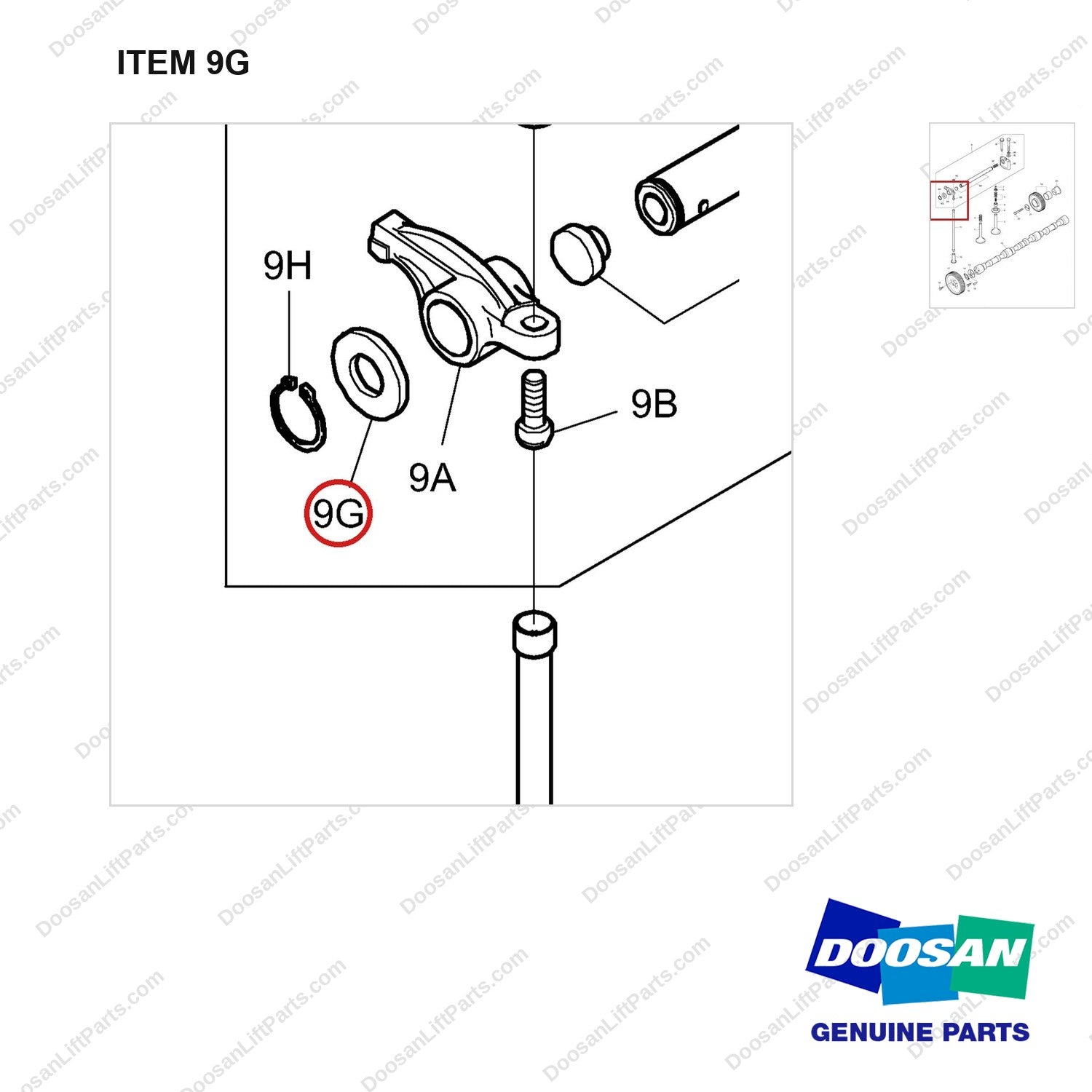 65.90710-0039 TIMING SYSTEM - parts diagram, item 9G shown - genuine Doosan / Bobcat forklift part