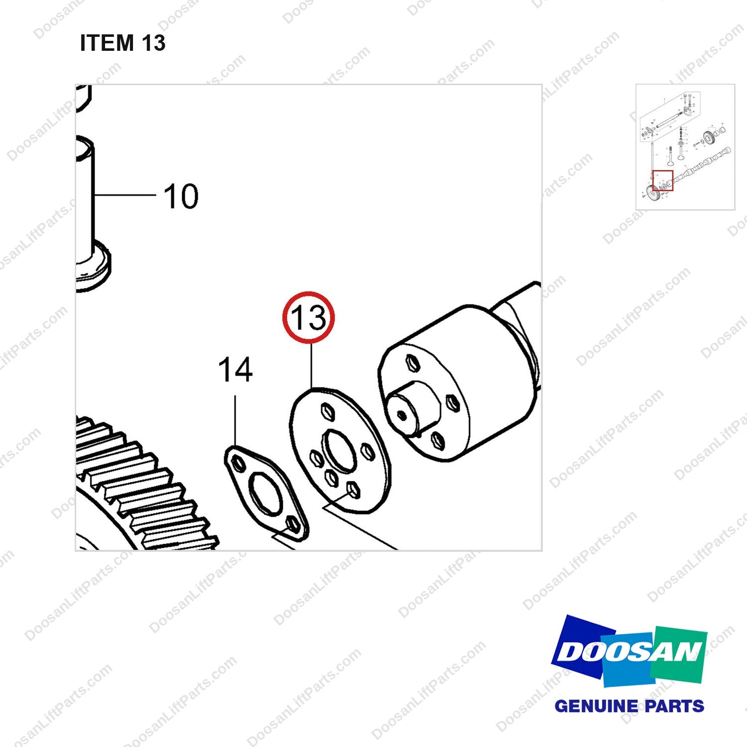 65.90720-0099 TIMING SYSTEM - parts diagram, item 13 shown - genuine Doosan / Bobcat forklift part