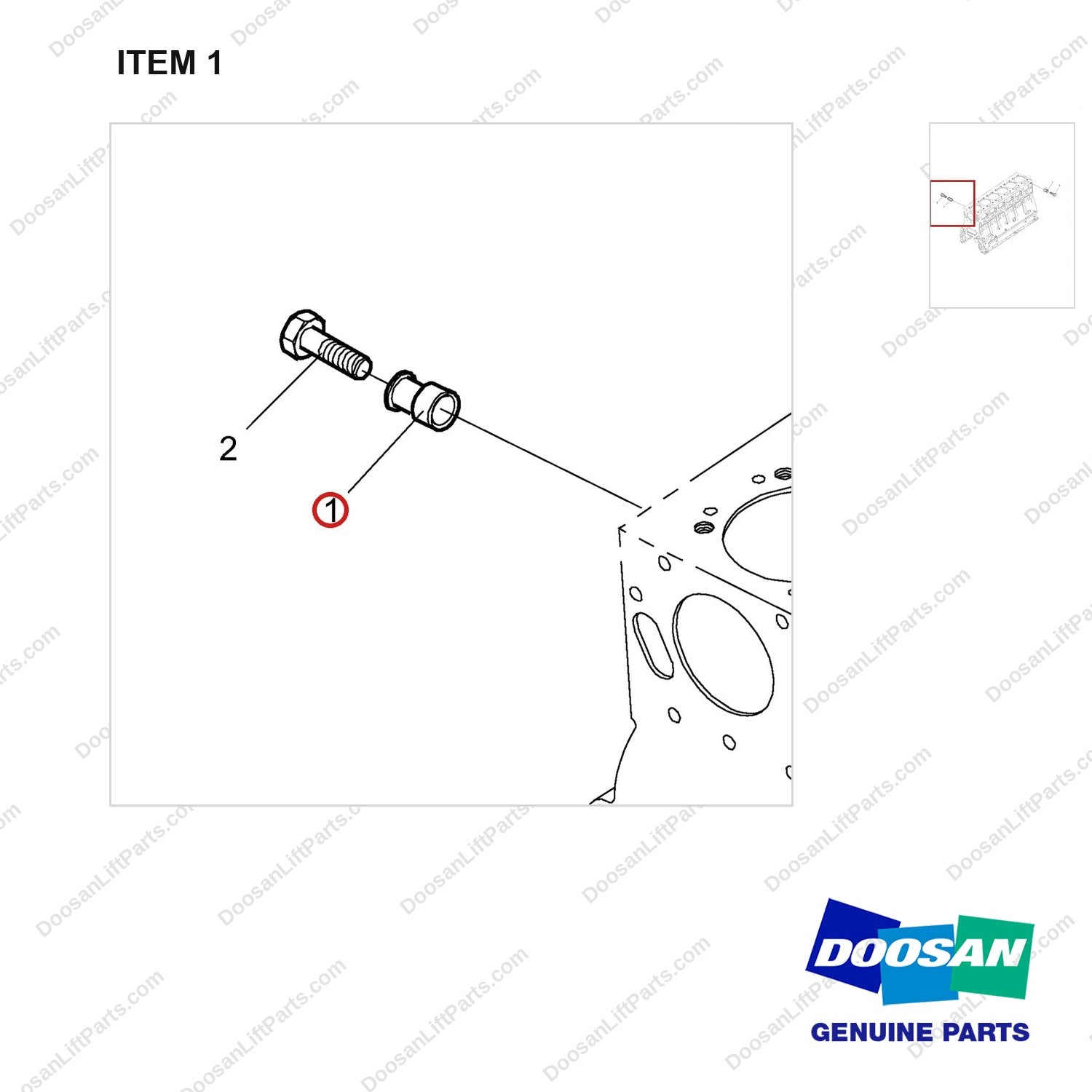 65.91701-0148 Lifting Hook-OCD Type E/G System - parts diagram, item 1 shown - genuine Doosan / Bobcat forklift part