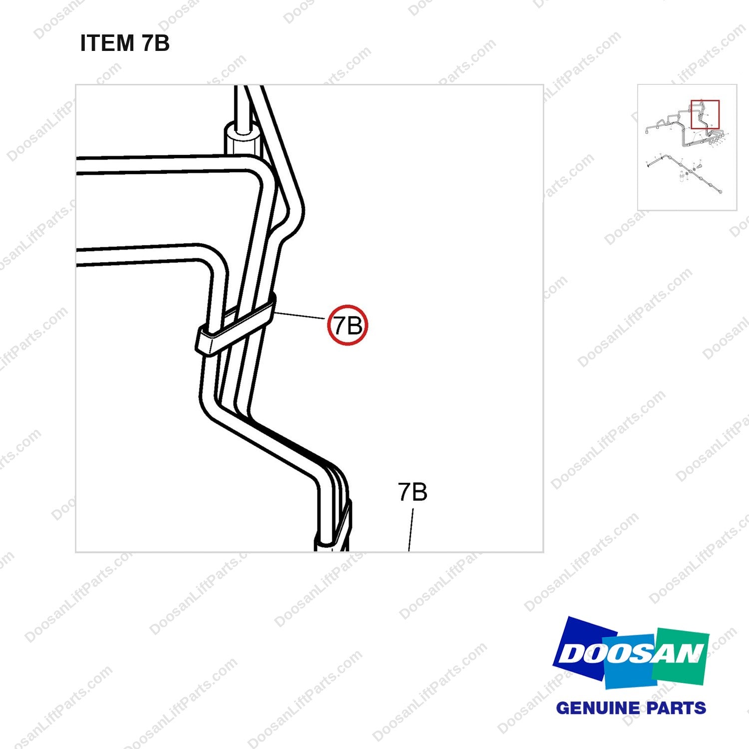 65.97401-6002A INJECTION PIPE - parts diagram, item 7B shown - genuine Doosan / Bobcat forklift part