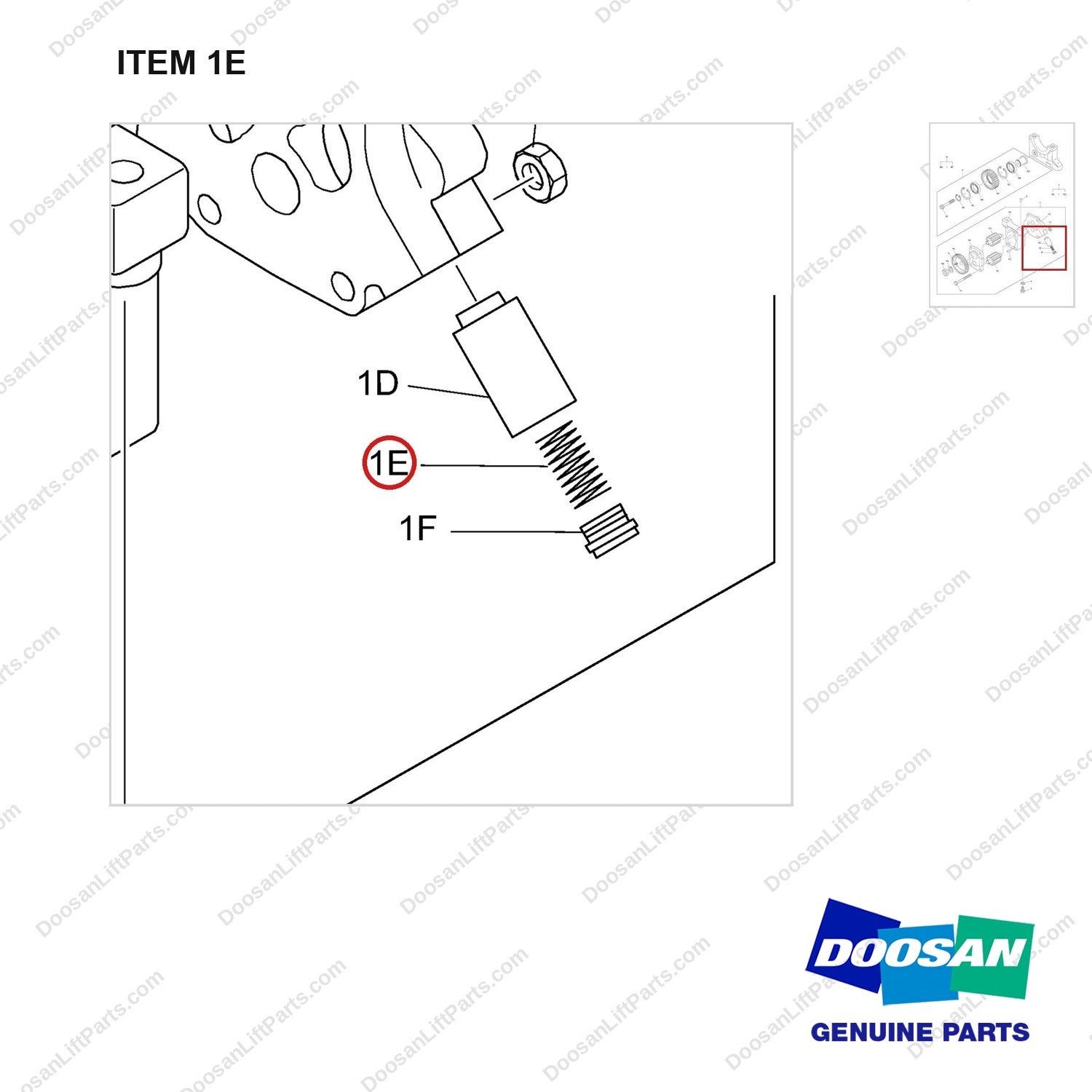 65.97601-0110 OIL PUMP - parts diagram, item 1E shown - genuine Doosan / Bobcat forklift part