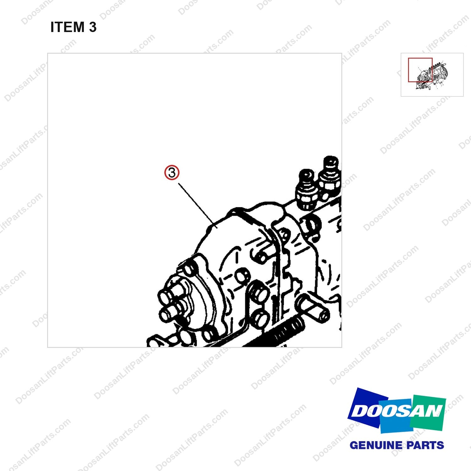 65105419-1340 INJECTION PUMP - parts diagram, item 3 shown - genuine Doosan / Bobcat forklift part
