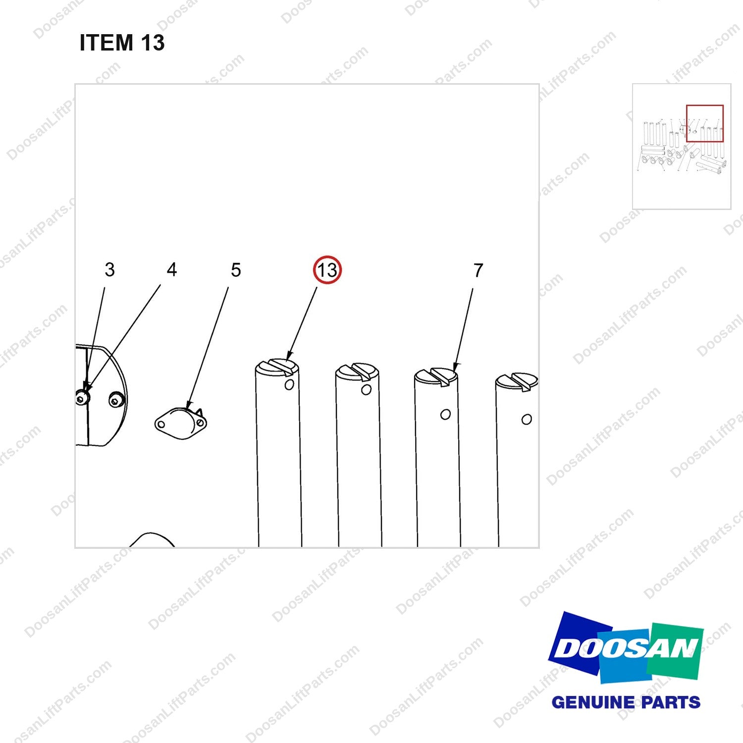 660-20080 Axles And Bolts Cold Store - parts diagram, item 13 shown - genuine Doosan / Bobcat forklift part