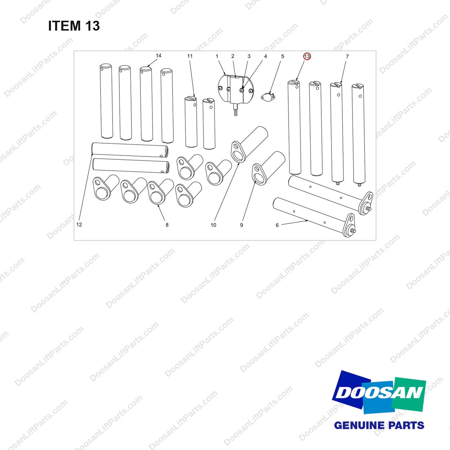 660-20080 Axles And Bolts Cold Store - full parts diagram, item 13 marked - genuine Doosan / Bobcat forklift part