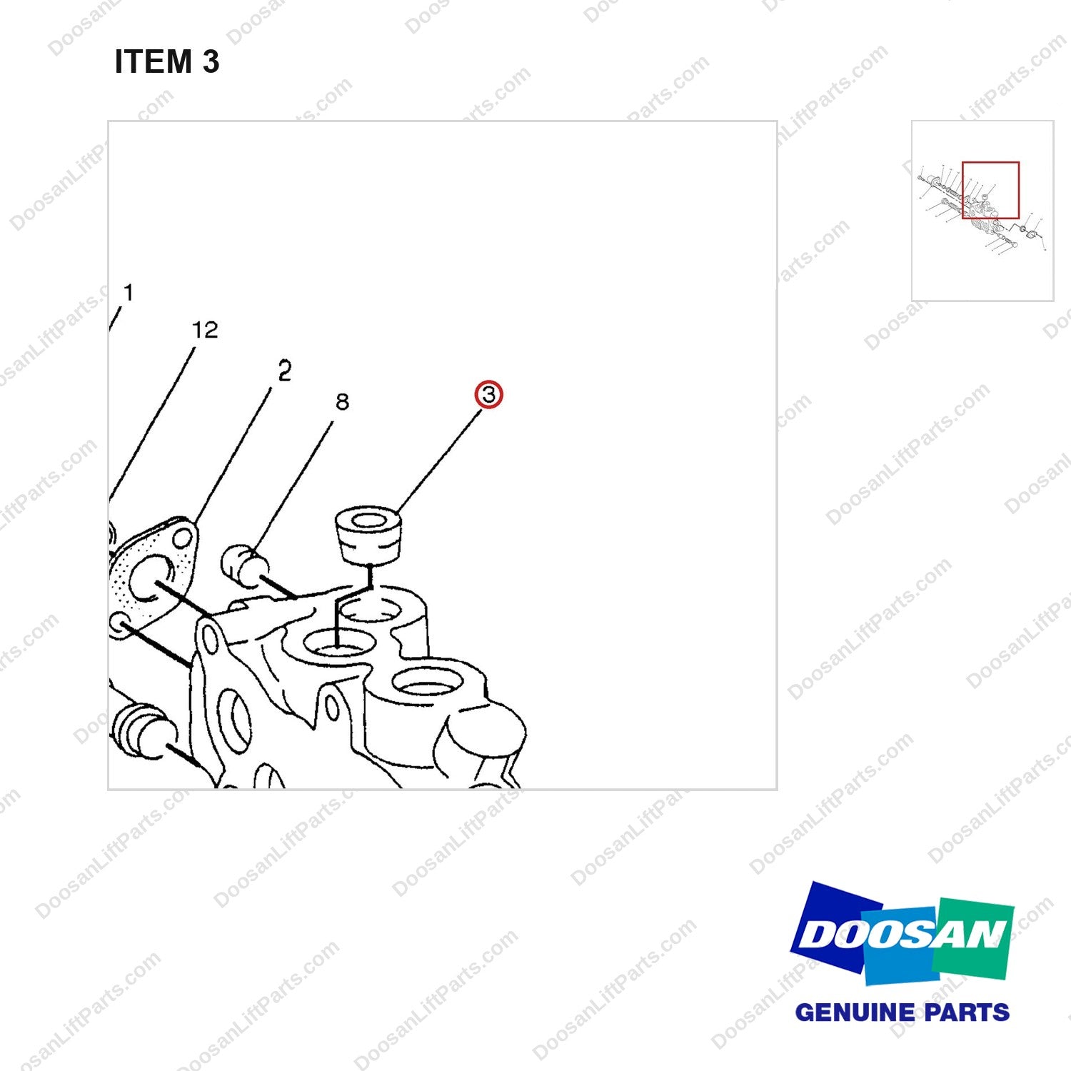 667798 SECTION GP-VALVE - parts diagram, item 3 shown - genuine Doosan / Bobcat forklift part