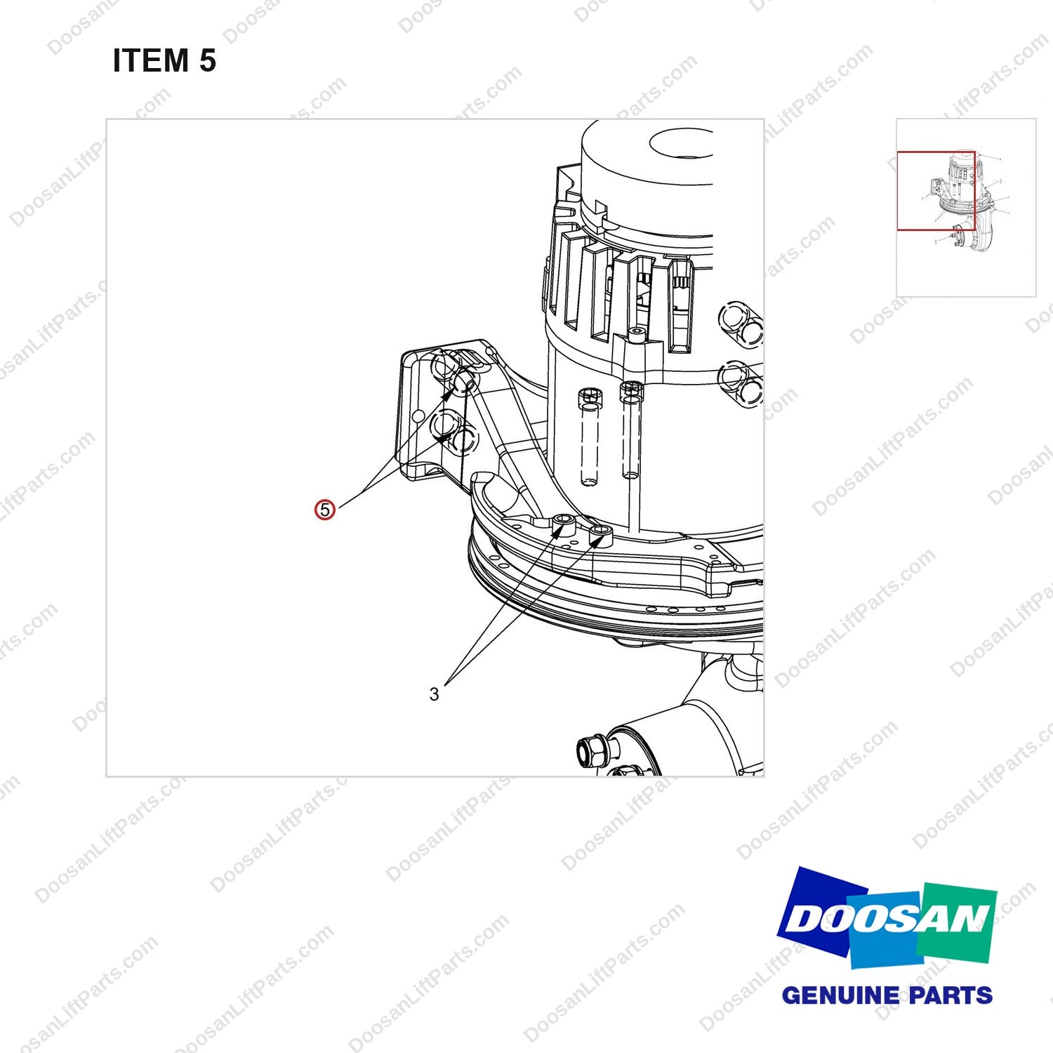 680-0317-07 Drive Unit Assy  AC - parts diagram, item 5 shown - genuine Doosan / Bobcat forklift part