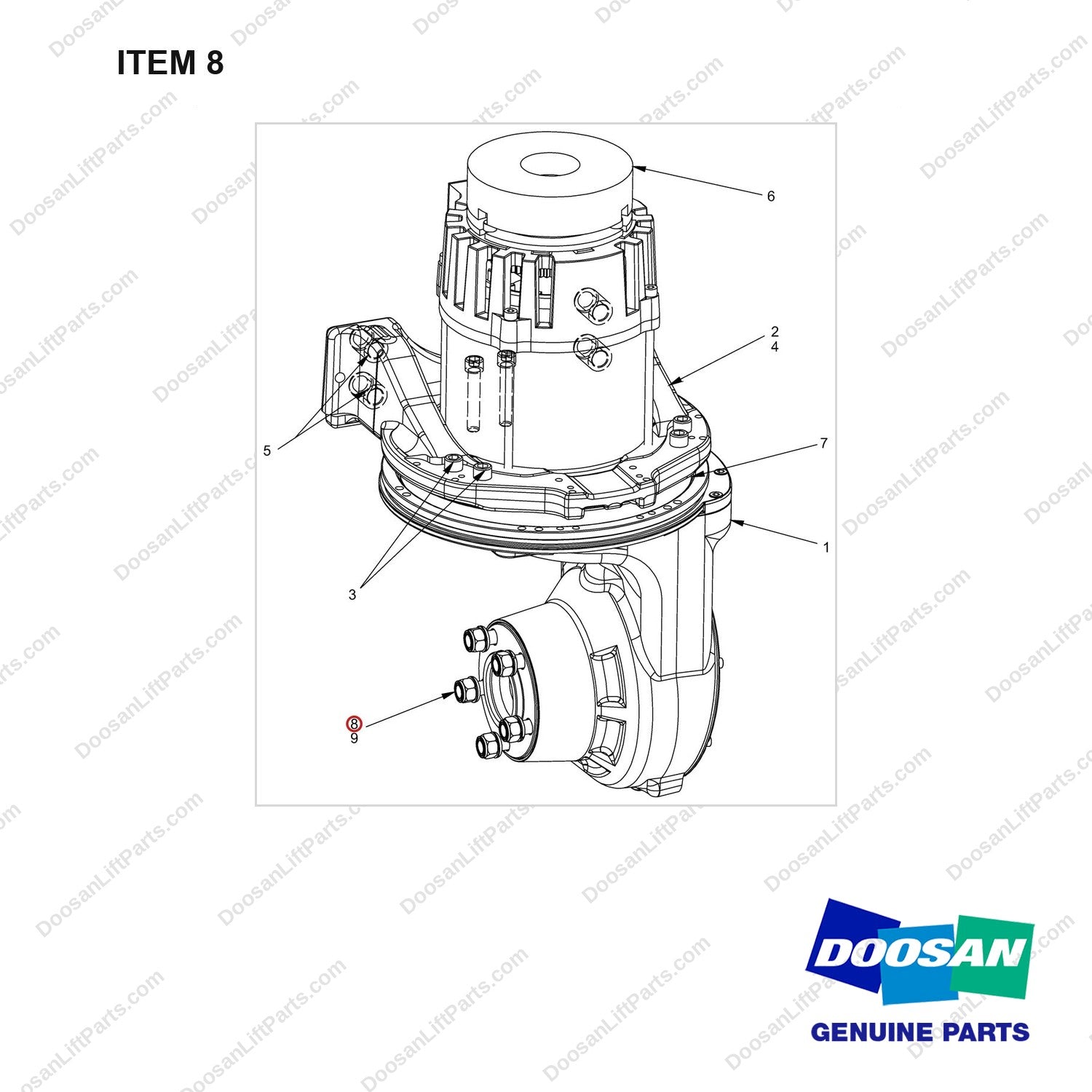 680-0317-10 Drive Unit Assy  AC - full parts diagram, item 8 marked - genuine Doosan / Bobcat forklift part