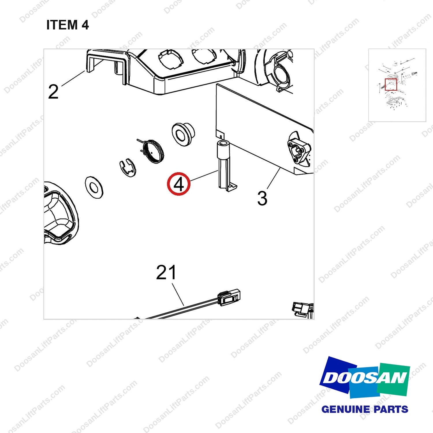 680-20011-04 Tiller Head - parts diagram, item 4 shown - genuine Doosan / Bobcat forklift part