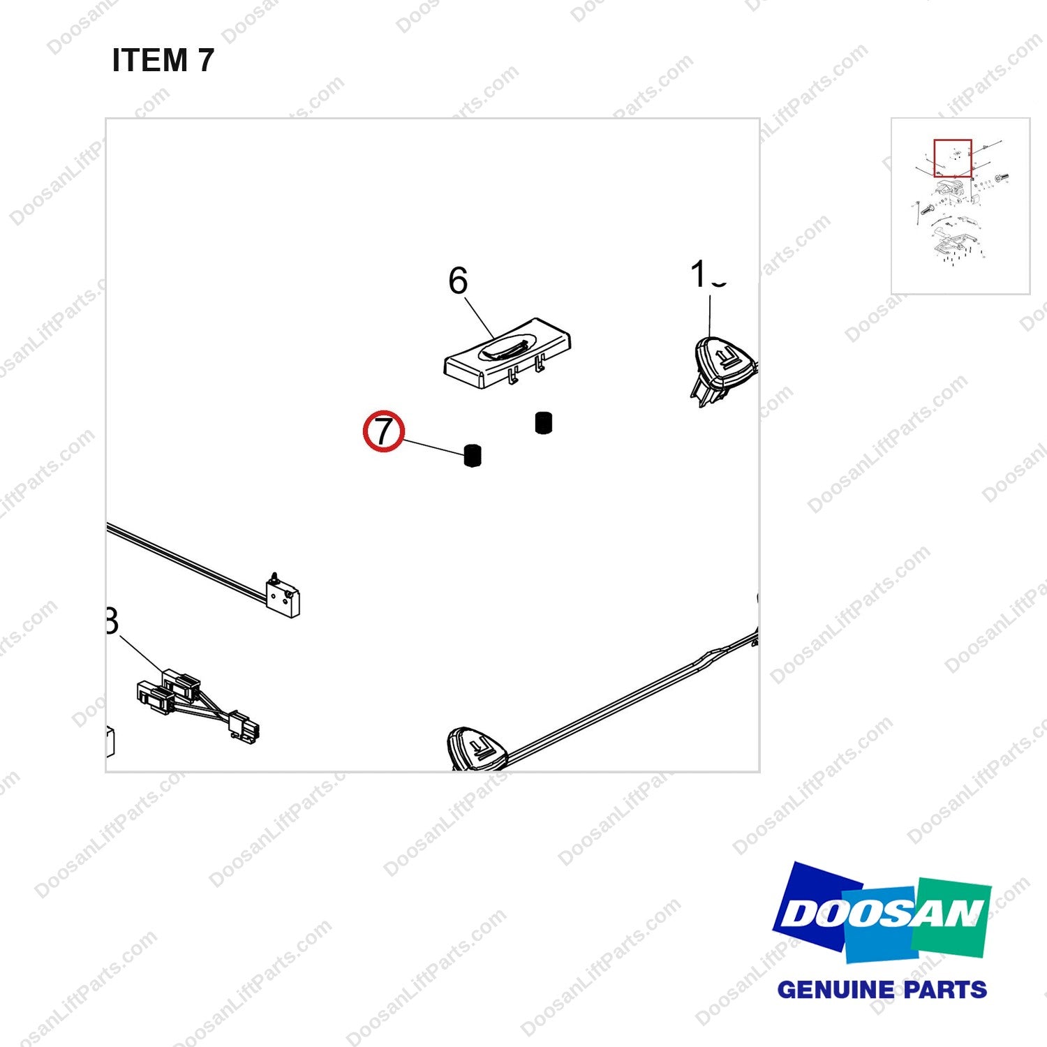 680-20011-07 Tiller Head - parts diagram, item 7 shown - genuine Doosan / Bobcat forklift part