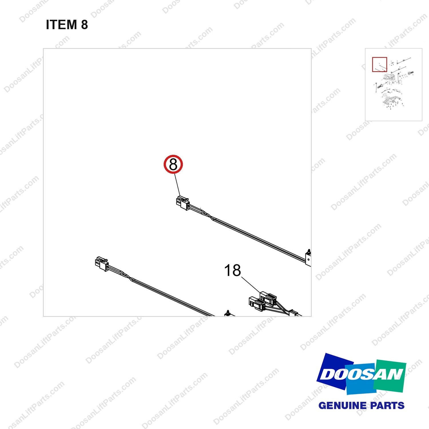 680-20011-08 Tiller Head - parts diagram, item 8 shown - genuine Doosan / Bobcat forklift part
