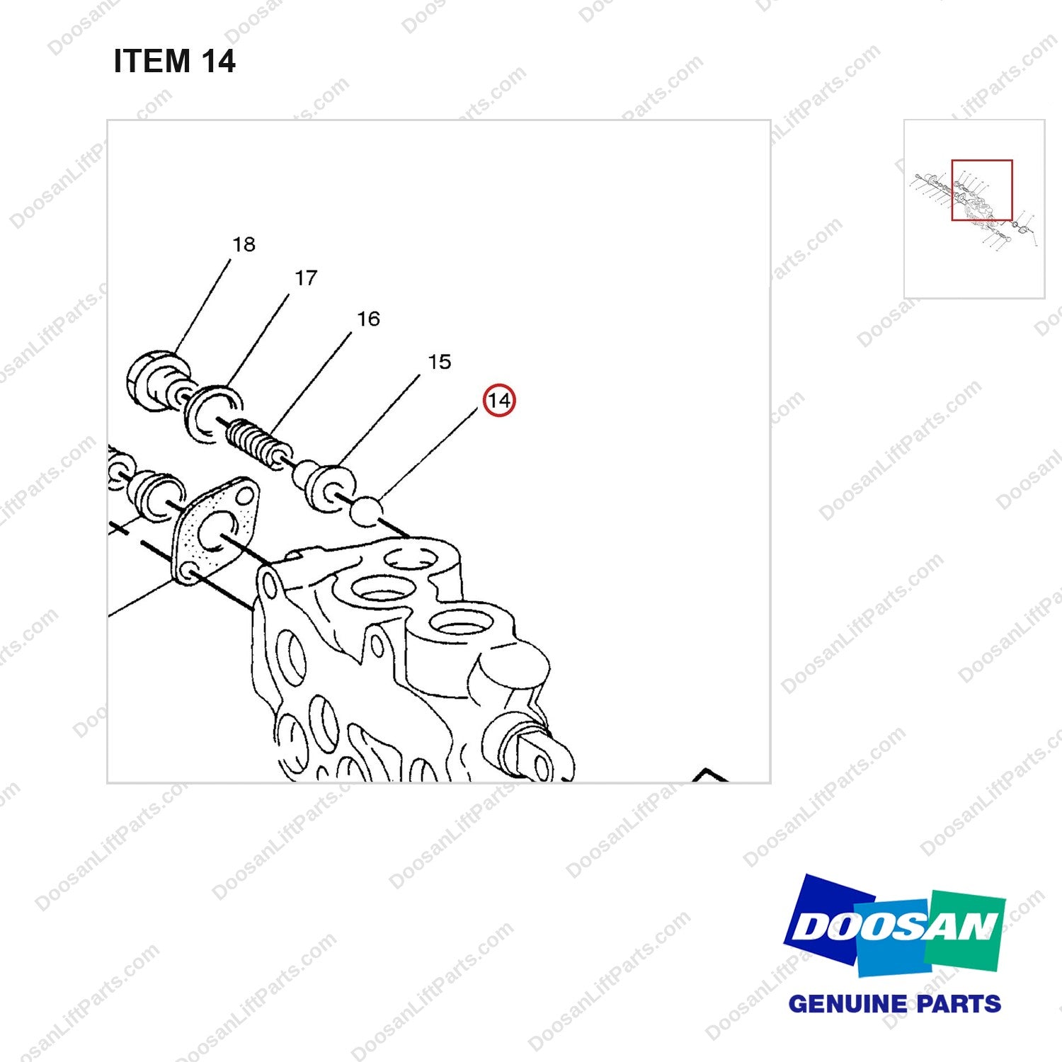 691748 SECTION GP-VALVE - parts diagram, item 14 shown - genuine Doosan / Bobcat forklift part