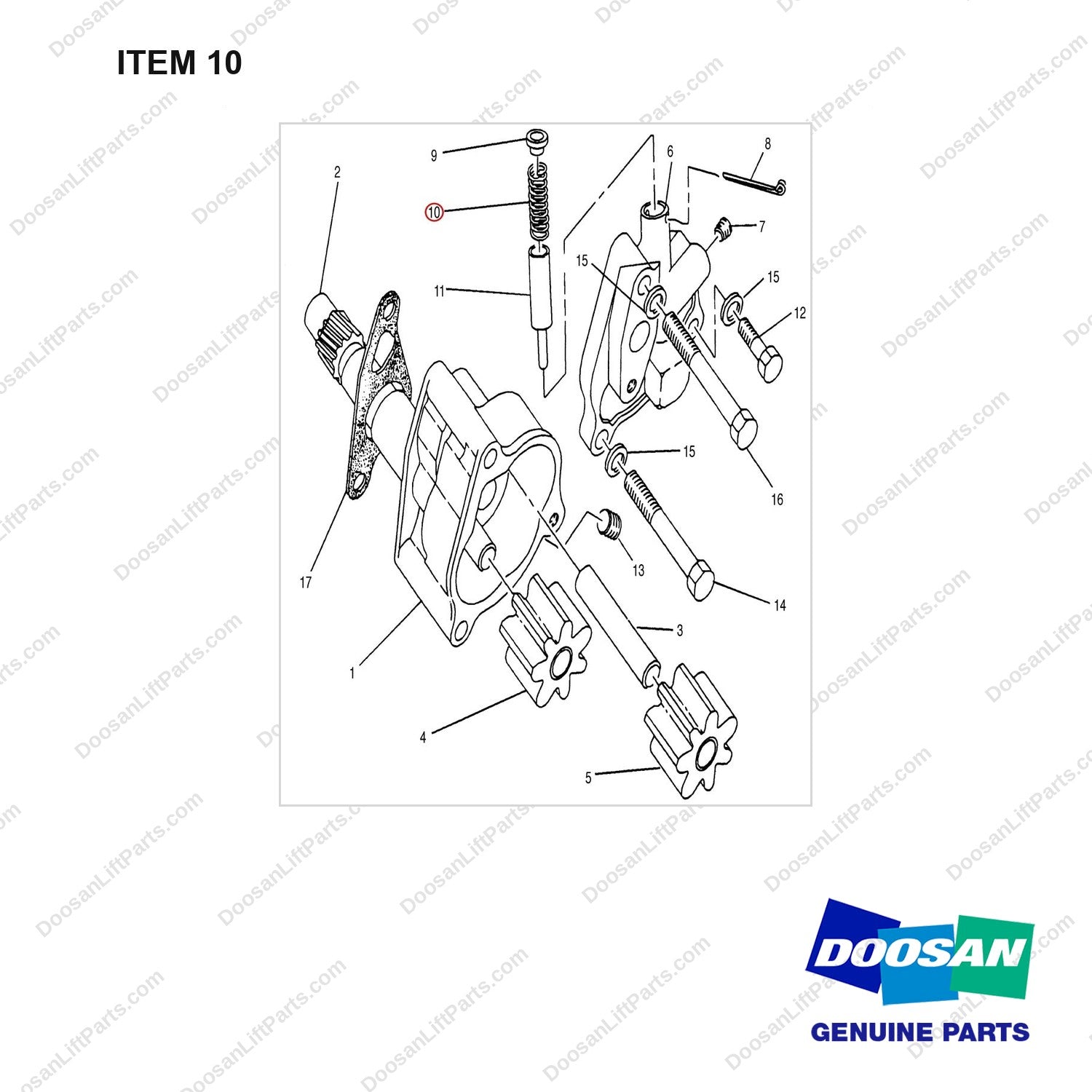 7N0426 LUBRICATION SYSTEM - full parts diagram, item 10 marked - genuine Doosan / Bobcat forklift part