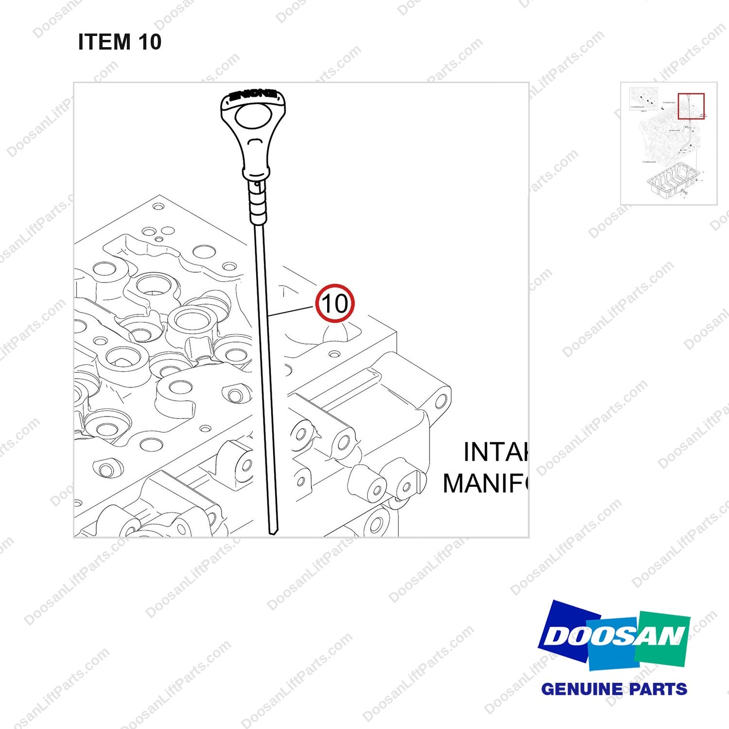 800108-00507 PAN ASSY,OIL;DN03 - parts diagram, item 10 shown - genuine Doosan / Bobcat forklift part