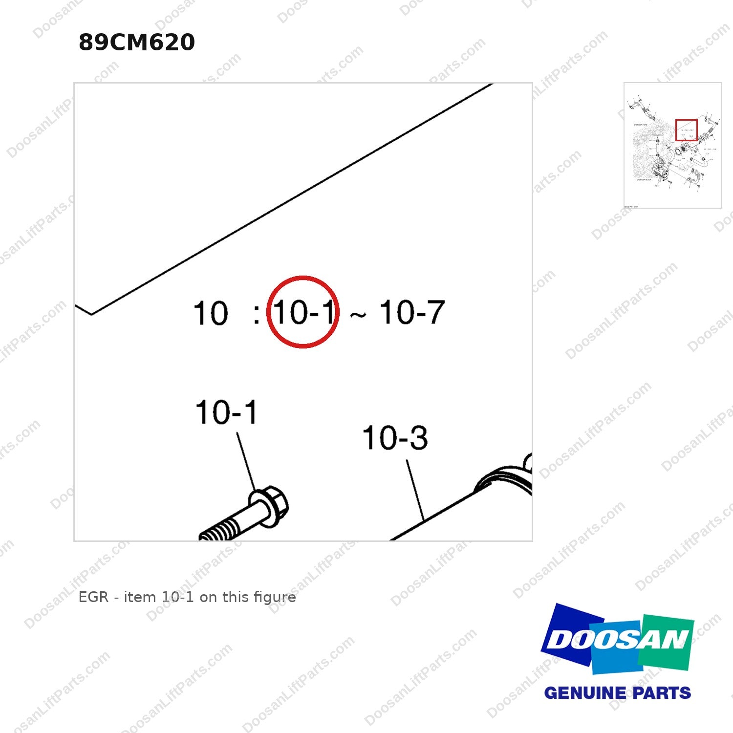 89CM620 EGR - parts diagram, item 10-1 shown - genuine Doosan / Bobcat forklift part