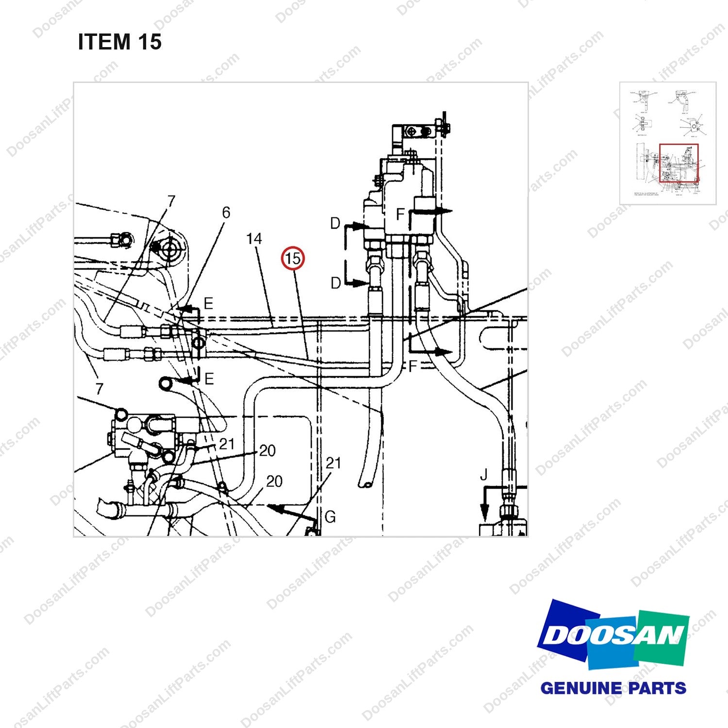 8Q2215 LINES GP-MAST OPERATING-CMC(2/2) - parts diagram, item 15 shown - genuine Doosan / Bobcat forklift part