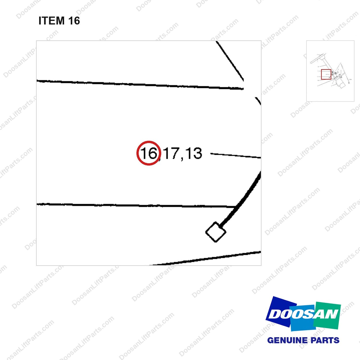 8T8915 GEAR GP-STEERING WHEEL - parts diagram, item 16 shown - genuine Doosan / Bobcat forklift part