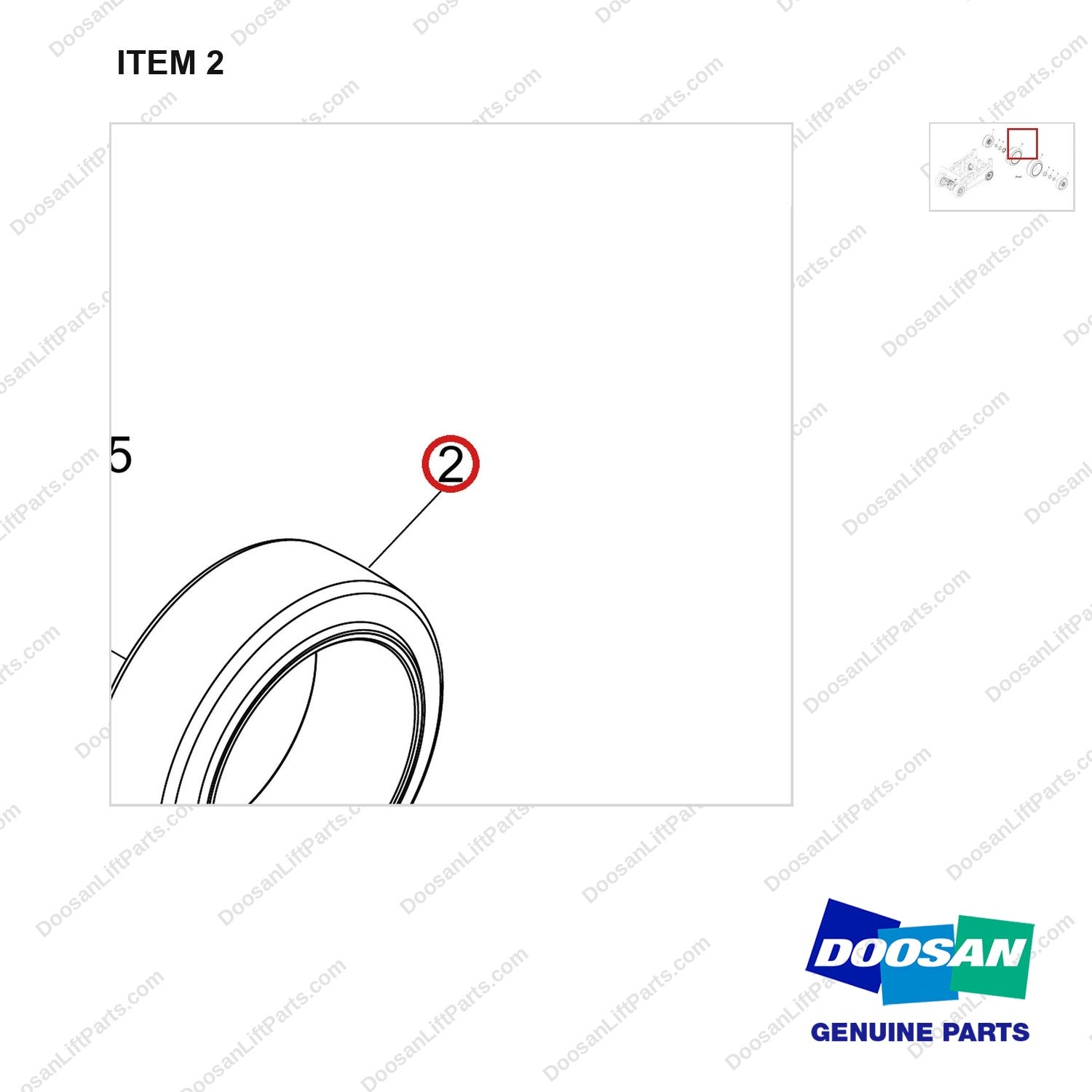 900138-00917 TIRE REAR,BOBCAT - parts diagram, item 2 shown - genuine Doosan / Bobcat forklift part