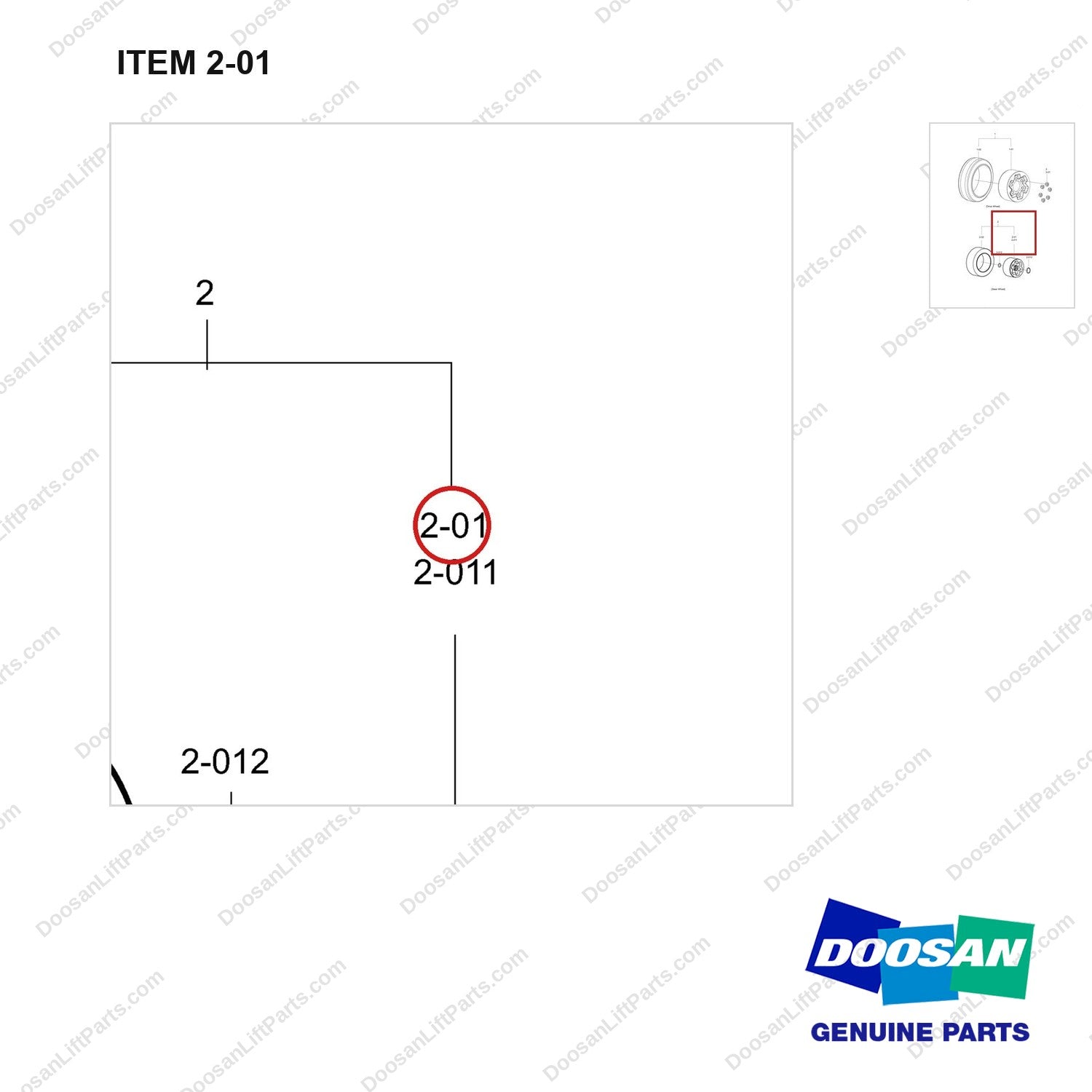 900141-00936 TIRE ARRANGEMENT;PL,NARROW,20/25 - parts diagram, item 2-01 shown - genuine Doosan / Bobcat forklift part