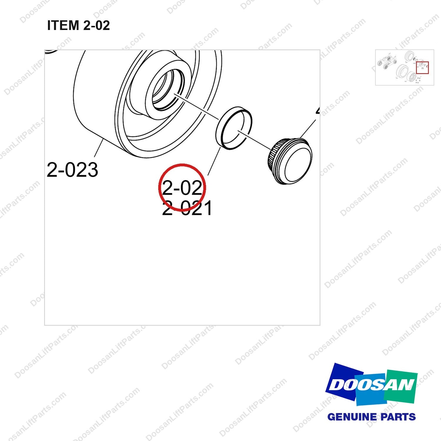 900141-01847 WHEEL AND TIRE;D/LUG,SOLID S/SOLID,BOBCAT - parts diagram, item 2-02 shown - genuine Doosan / Bobcat forklift part