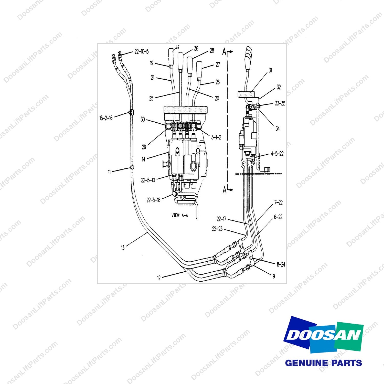 908514P-03 VALVE AR-4 SEC.(CMC) - full parts diagram - genuine Doosan / Bobcat forklift part