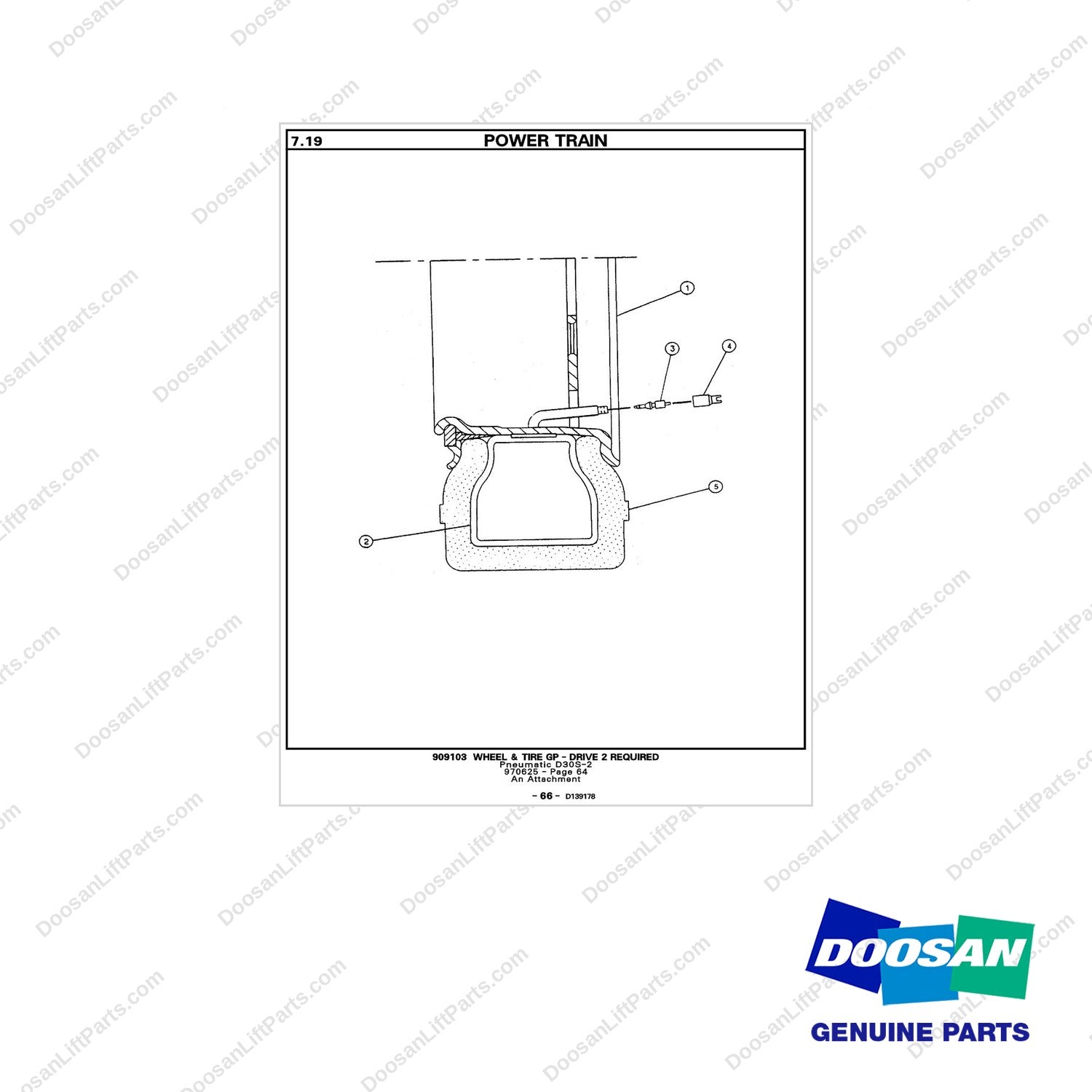 909103-02 TIRE & WHEEL AS-DRIVE - full parts diagram - genuine Doosan / Bobcat forklift part