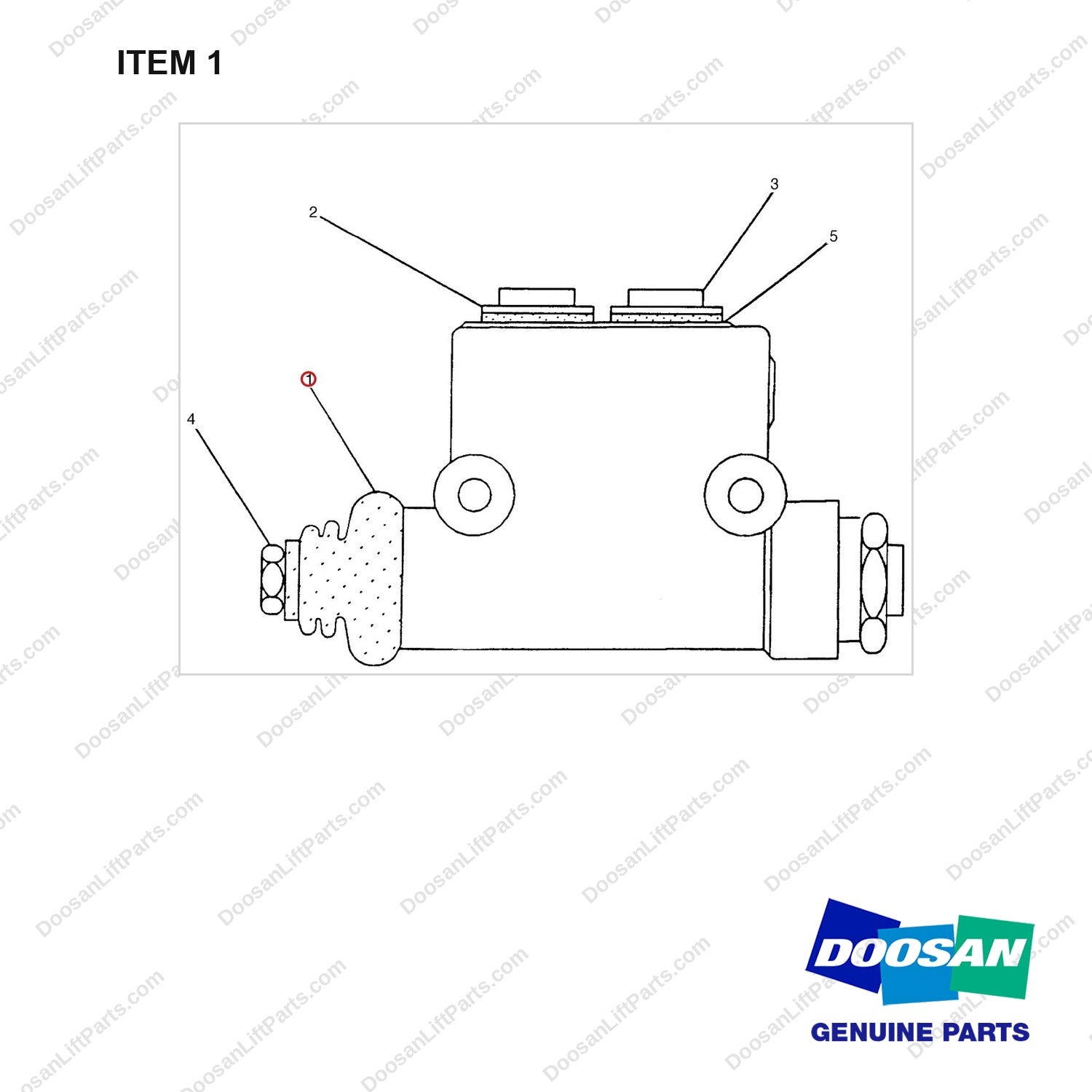 909823 CYLINDER GP-MASTER(SHOE) - full parts diagram, item 1 marked - genuine Doosan / Bobcat forklift part