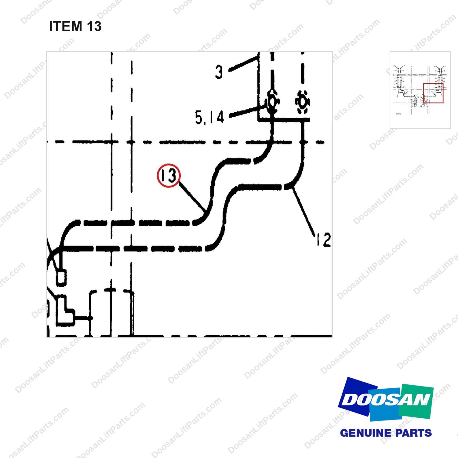 911450 SEC. ATTACHMENT LINES-4WAY - (STD.-3TON) - parts diagram, item 13 shown - genuine Doosan / Bobcat forklift part