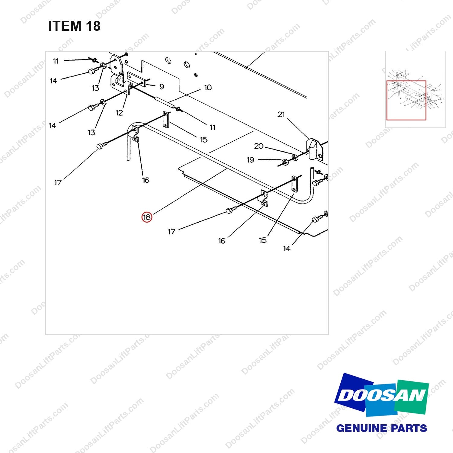 913246 PANEL GP-TOP - 3TON(2/2) - parts diagram, item 18 shown - genuine Doosan / Bobcat forklift part