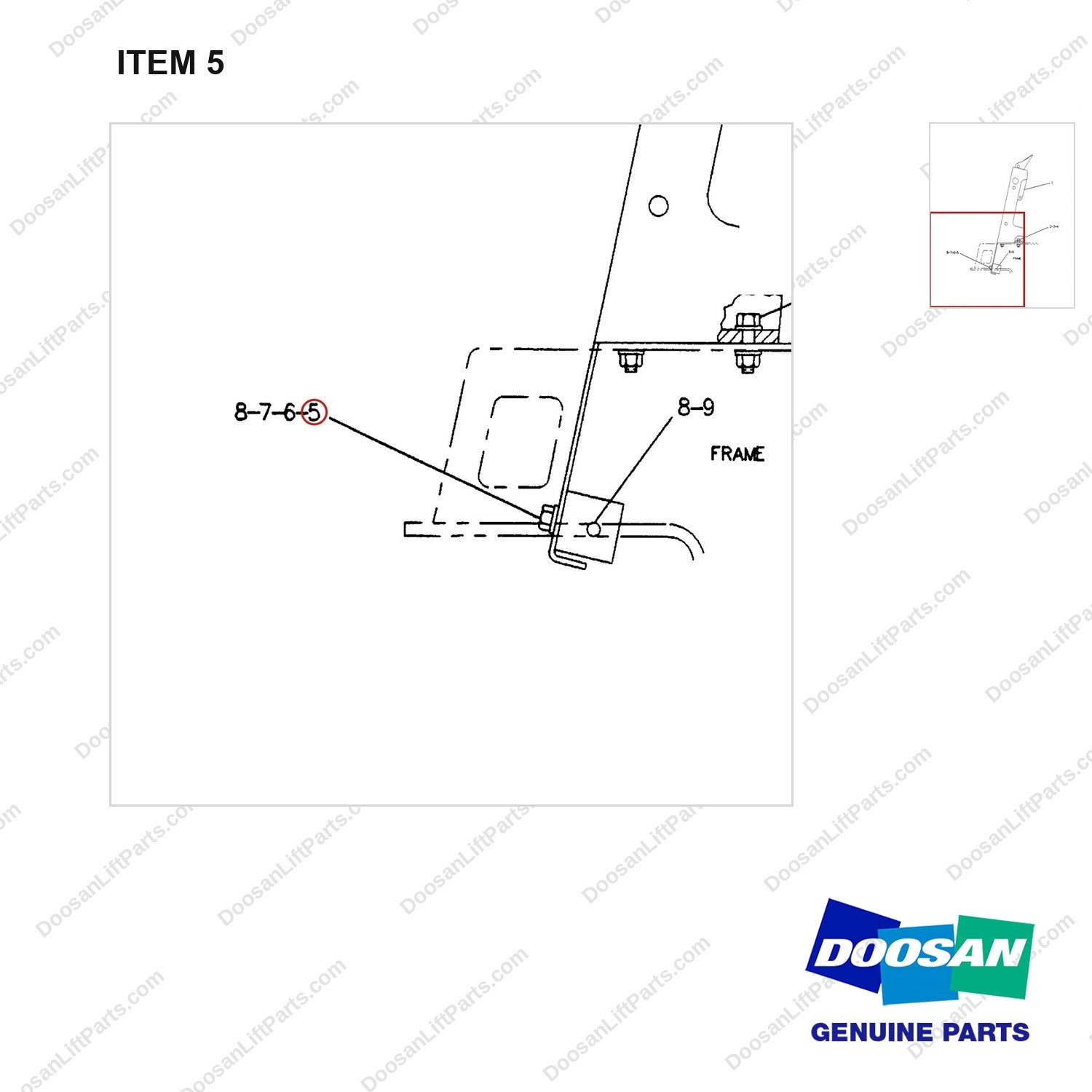 913337 COWLING GP - parts diagram, item 5 shown - genuine Doosan / Bobcat forklift part