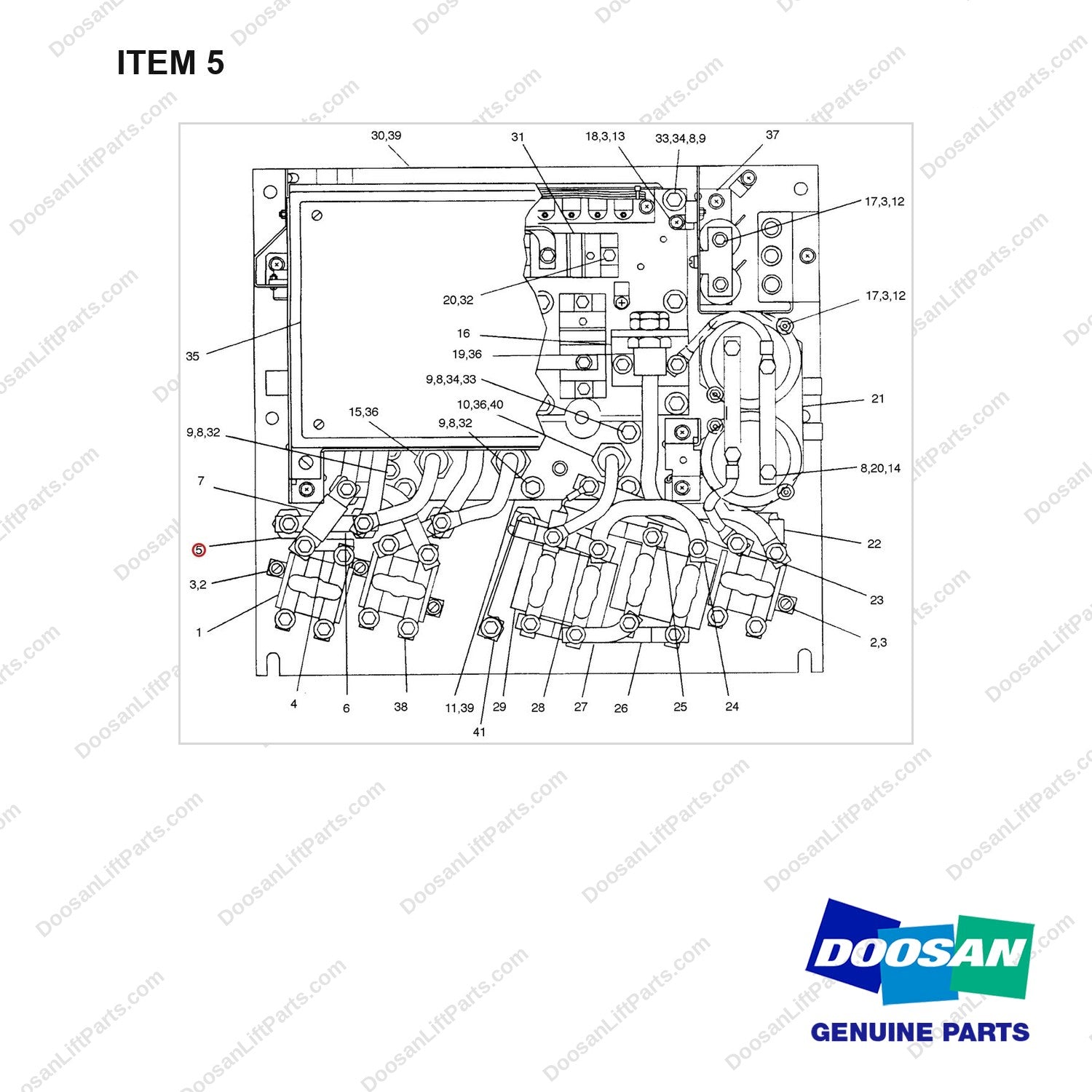 914044 PANEL AS-CONTROL - (72/80 VOLT)(2/3) - full parts diagram, item 5 marked - genuine Doosan / Bobcat forklift part
