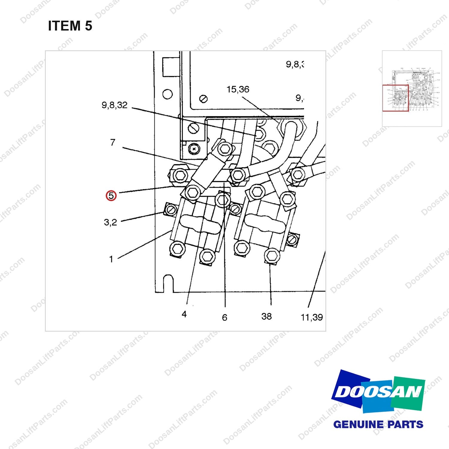 914044 PANEL AS-CONTROL - (72/80 VOLT)(2/3) - parts diagram, item 5 shown - genuine Doosan / Bobcat forklift part