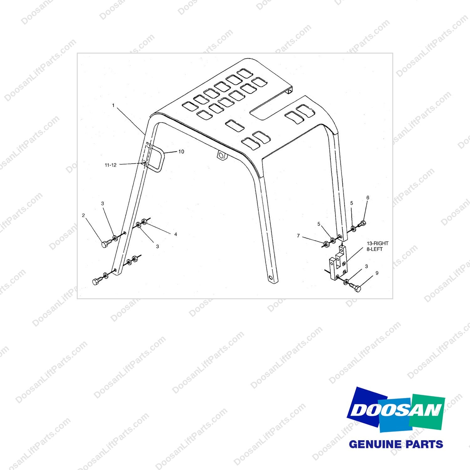 914341-05 GUARD GP-OVERHEAD - (3TON) - full parts diagram - genuine Doosan / Bobcat forklift part