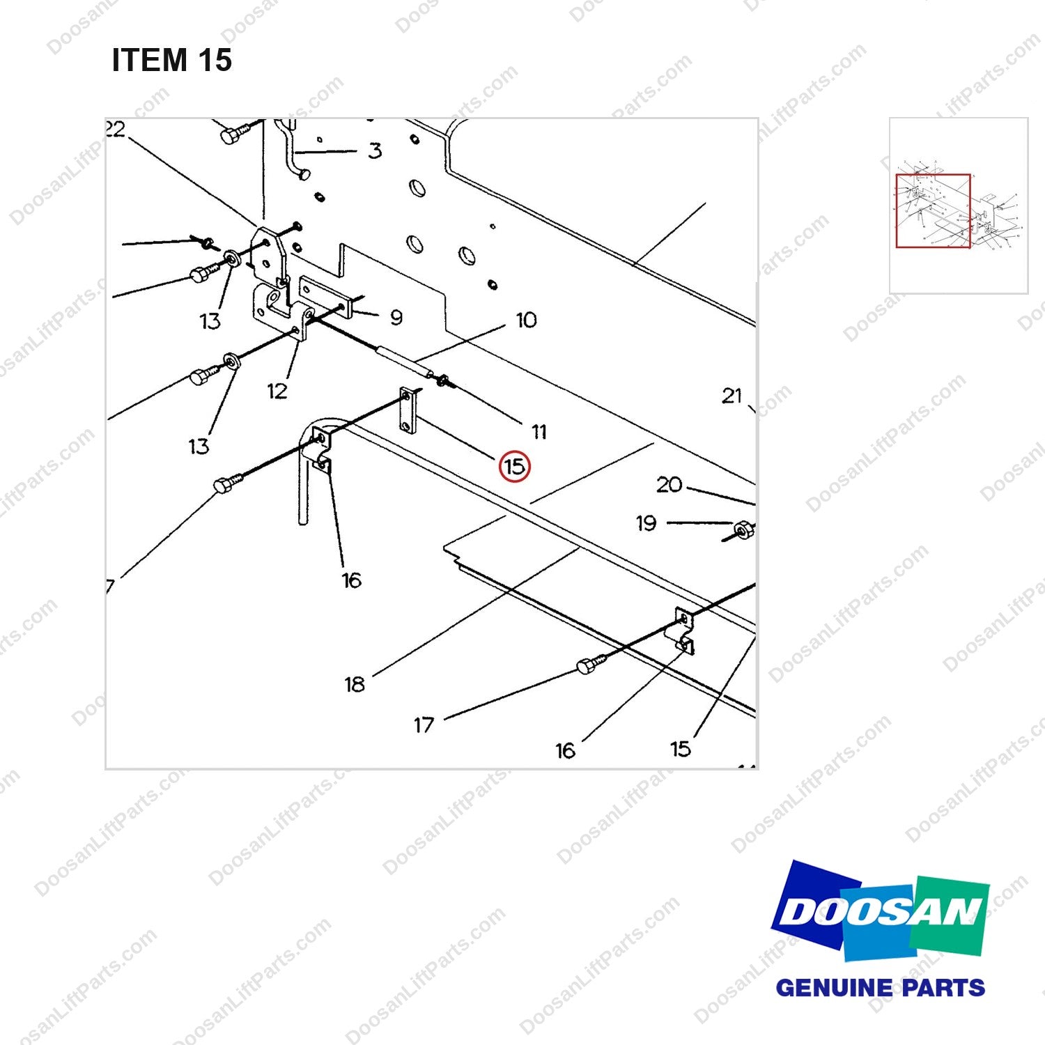 914363 PANEL GP-TOP - 3TON(2/2) - parts diagram, item 15 shown - genuine Doosan / Bobcat forklift part