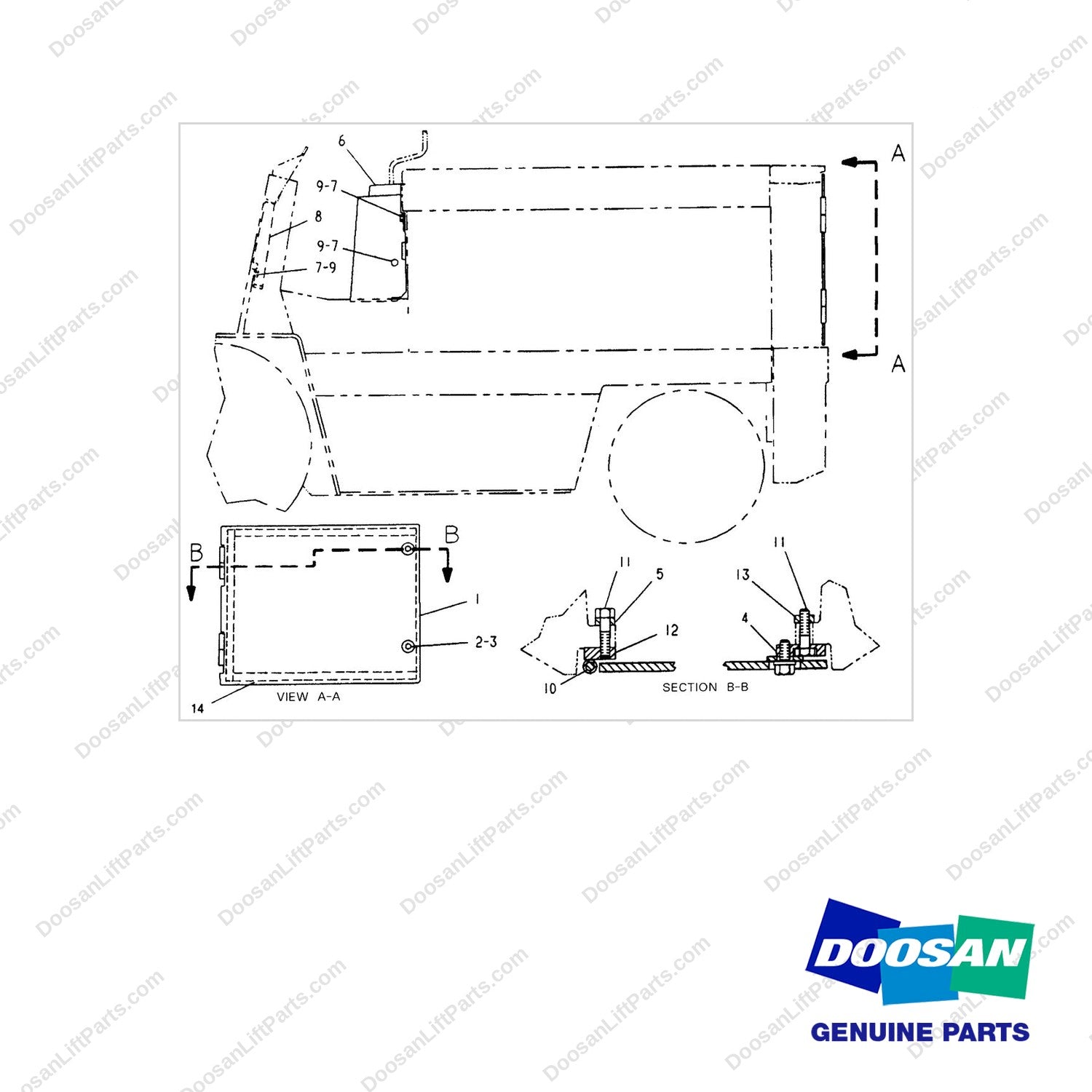 920378 PANEL GP-SIDE - full parts diagram - genuine Doosan / Bobcat forklift part