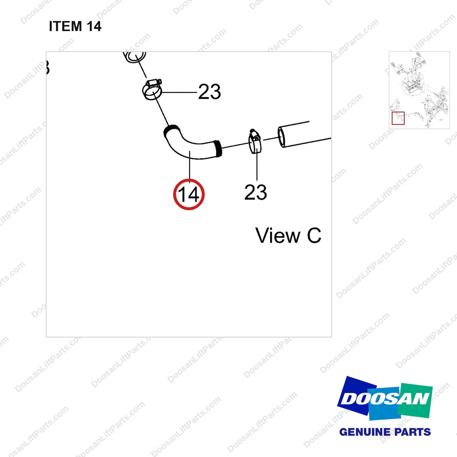 920403-00204 PIPE,HYDRAULIC;GROUP,GC45S-9 - parts diagram, item 14 shown - genuine Doosan / Bobcat forklift part