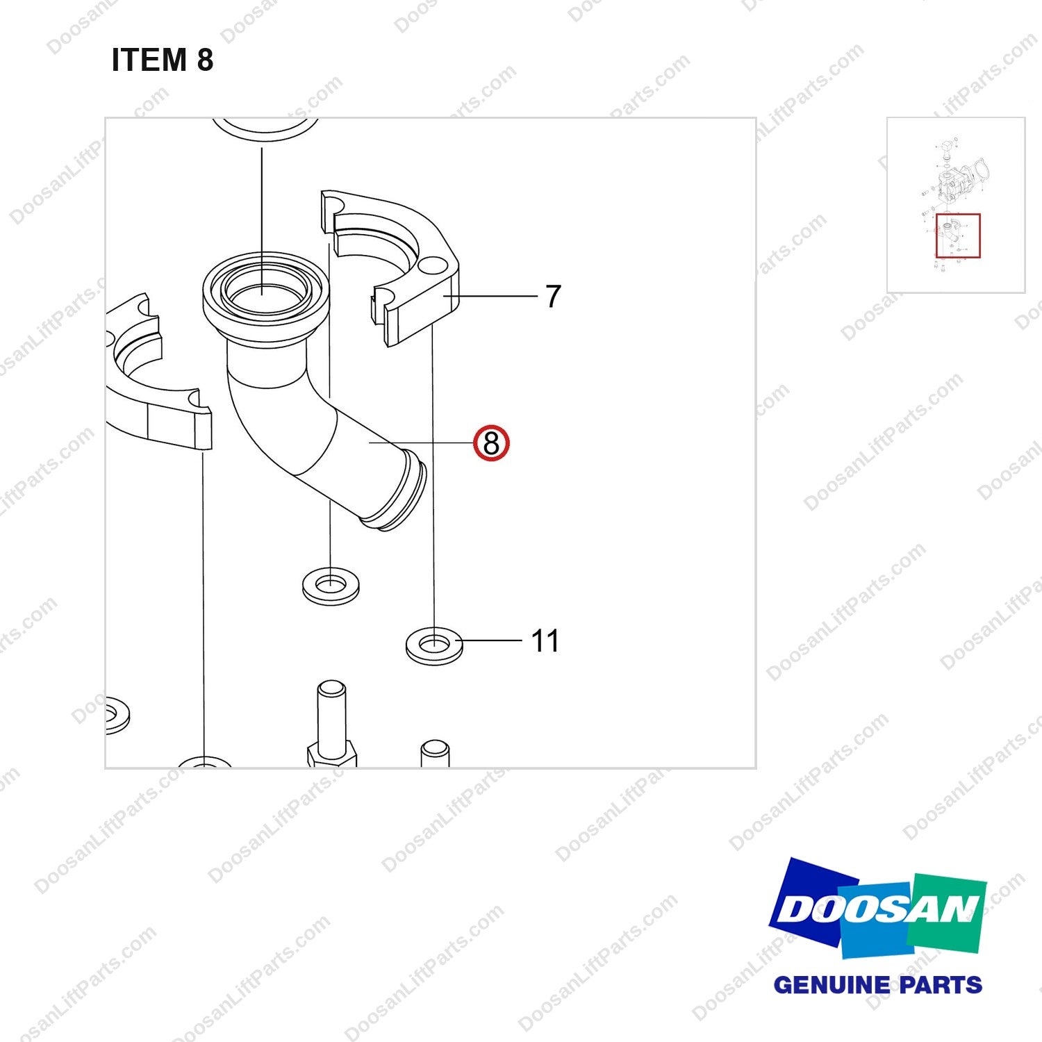 920403-00212 MAIN PUMP GP;D40S-9 T5 55KW - parts diagram, item 8 shown - genuine Doosan / Bobcat forklift part