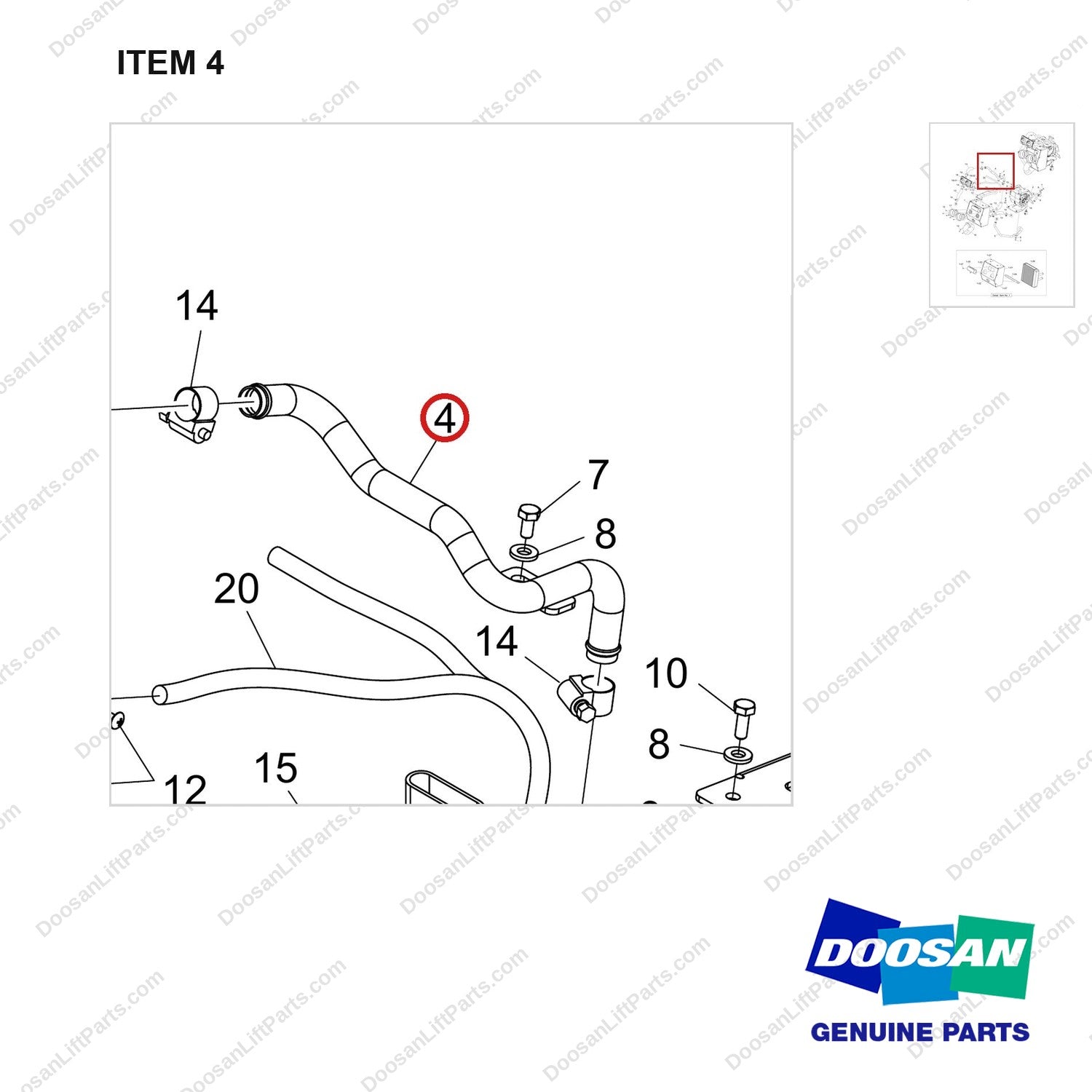 920403-00285 HEATER ASSY,CABIN - parts diagram, item 4 shown - genuine Doosan / Bobcat forklift part