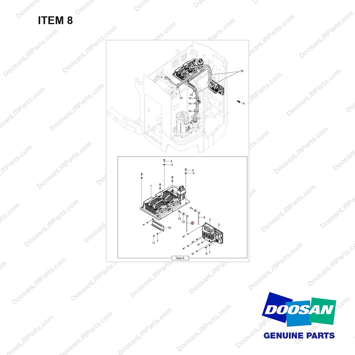 920602-00008 PANEL ASSY;CONTROL - full parts diagram, item 8 marked - genuine Doosan / Bobcat forklift part