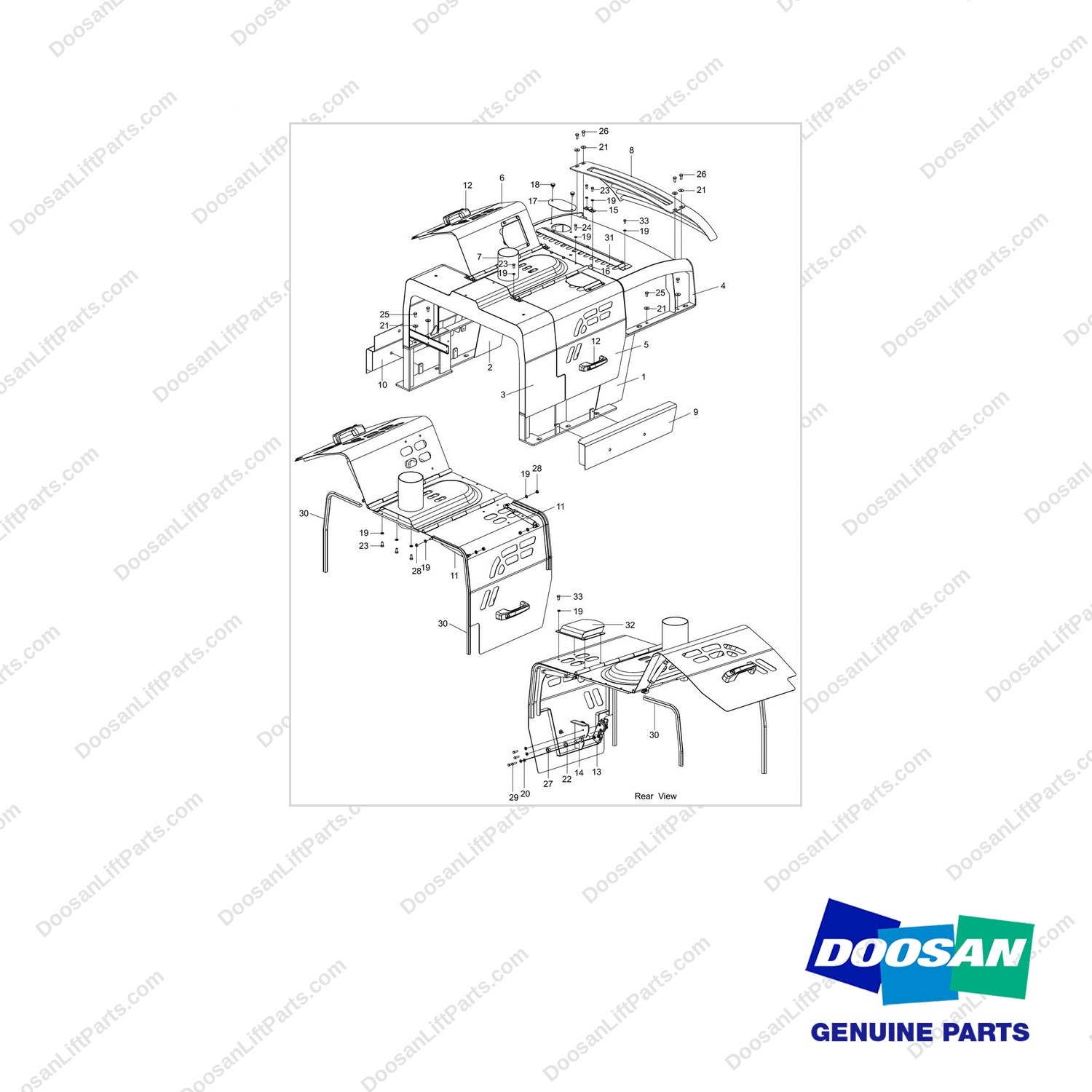 920602-00382 HOOD ASSY;MAIN - full parts diagram - genuine Doosan / Bobcat forklift part