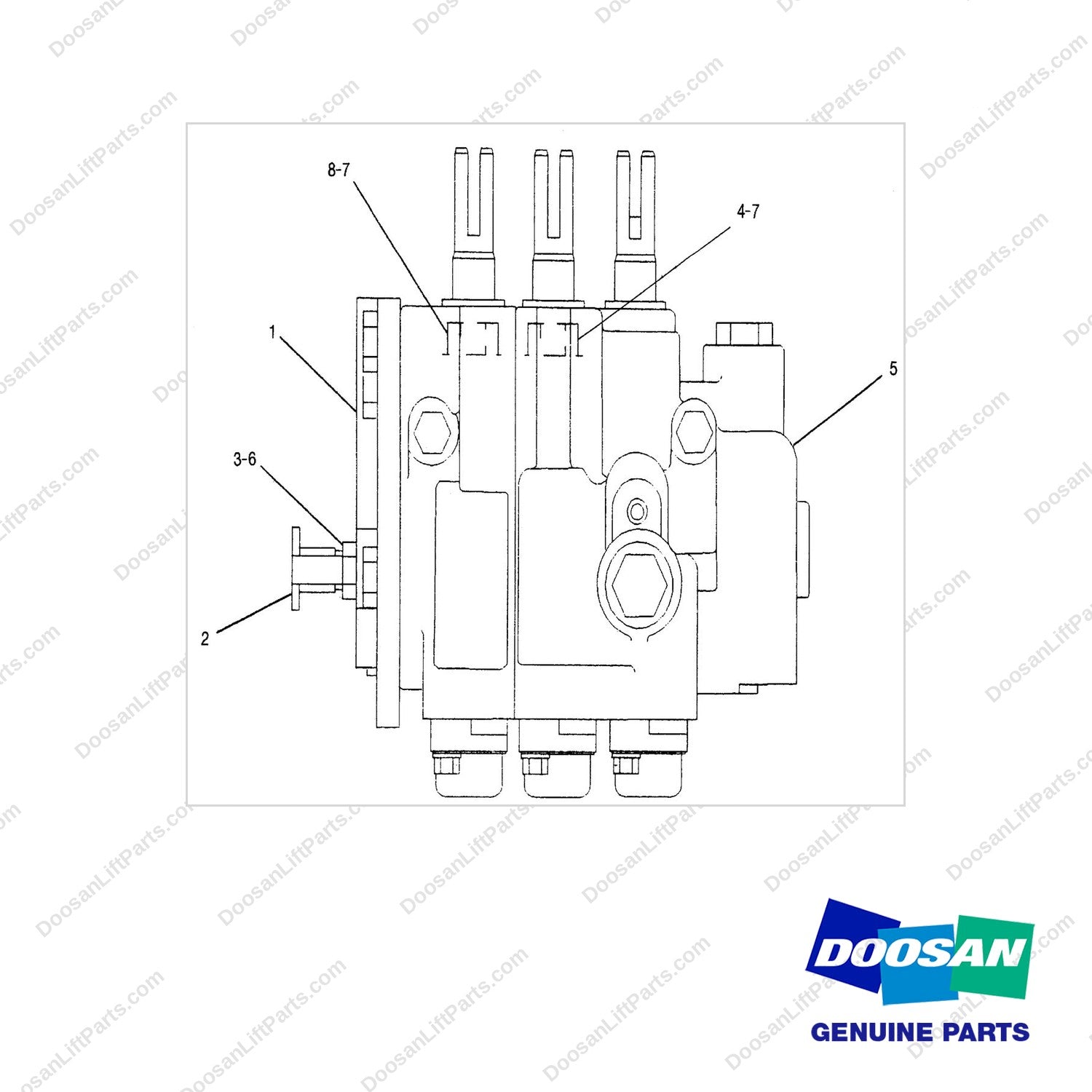 929091 VALVE GP-CONTROL-3WAY - full parts diagram - genuine Doosan / Bobcat forklift part
