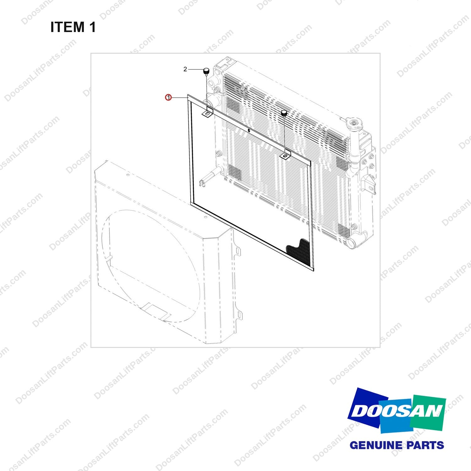 940106-00093 RADIATOR SCREEN;GC45S-9 - full parts diagram, item 1 marked - genuine Doosan / Bobcat forklift part