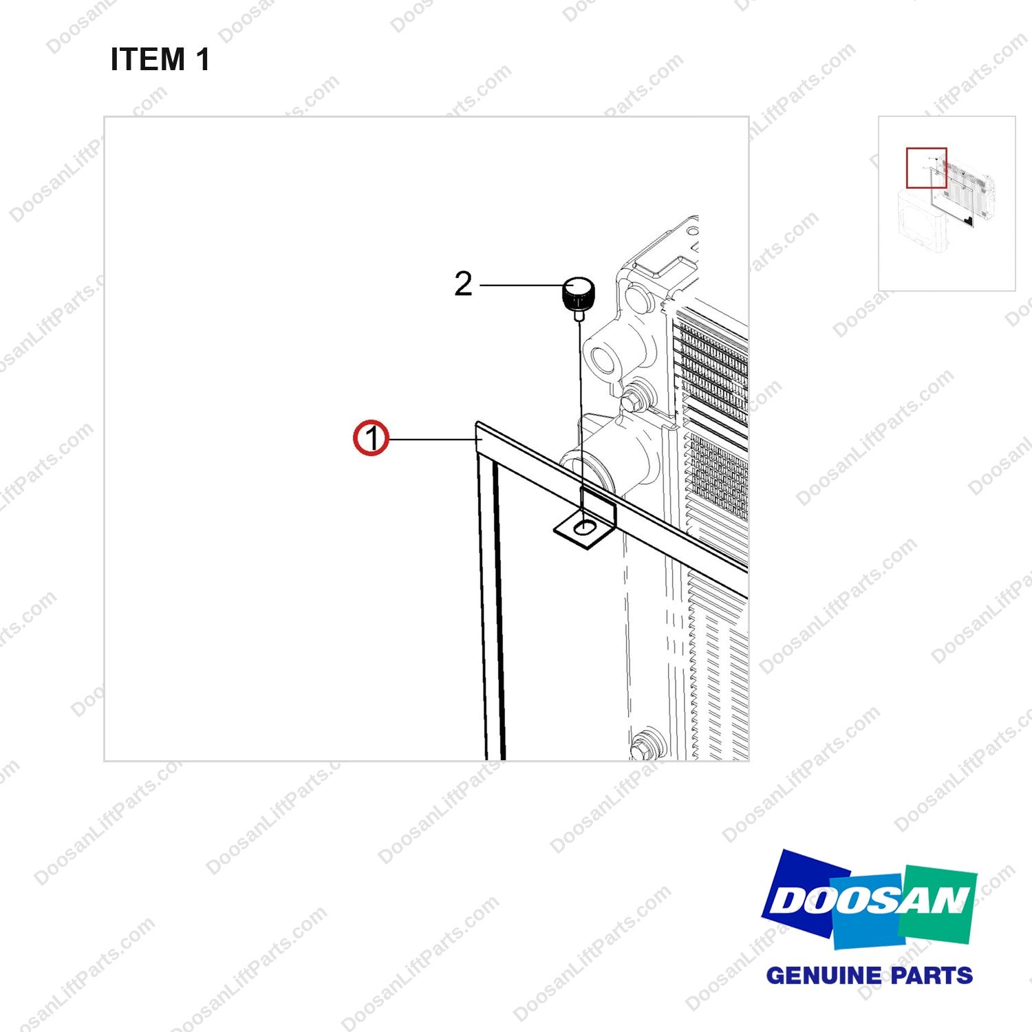 940106-00093 RADIATOR SCREEN;GC45S-9 - parts diagram, item 1 shown - genuine Doosan / Bobcat forklift part
