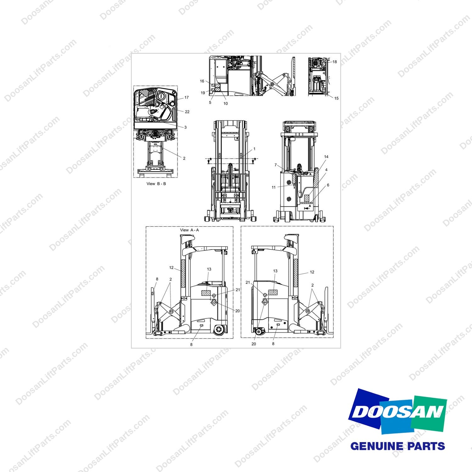 950205-04934 CHART,LOCATION - BR18/20SP-7 - full parts diagram - genuine Doosan / Bobcat forklift part