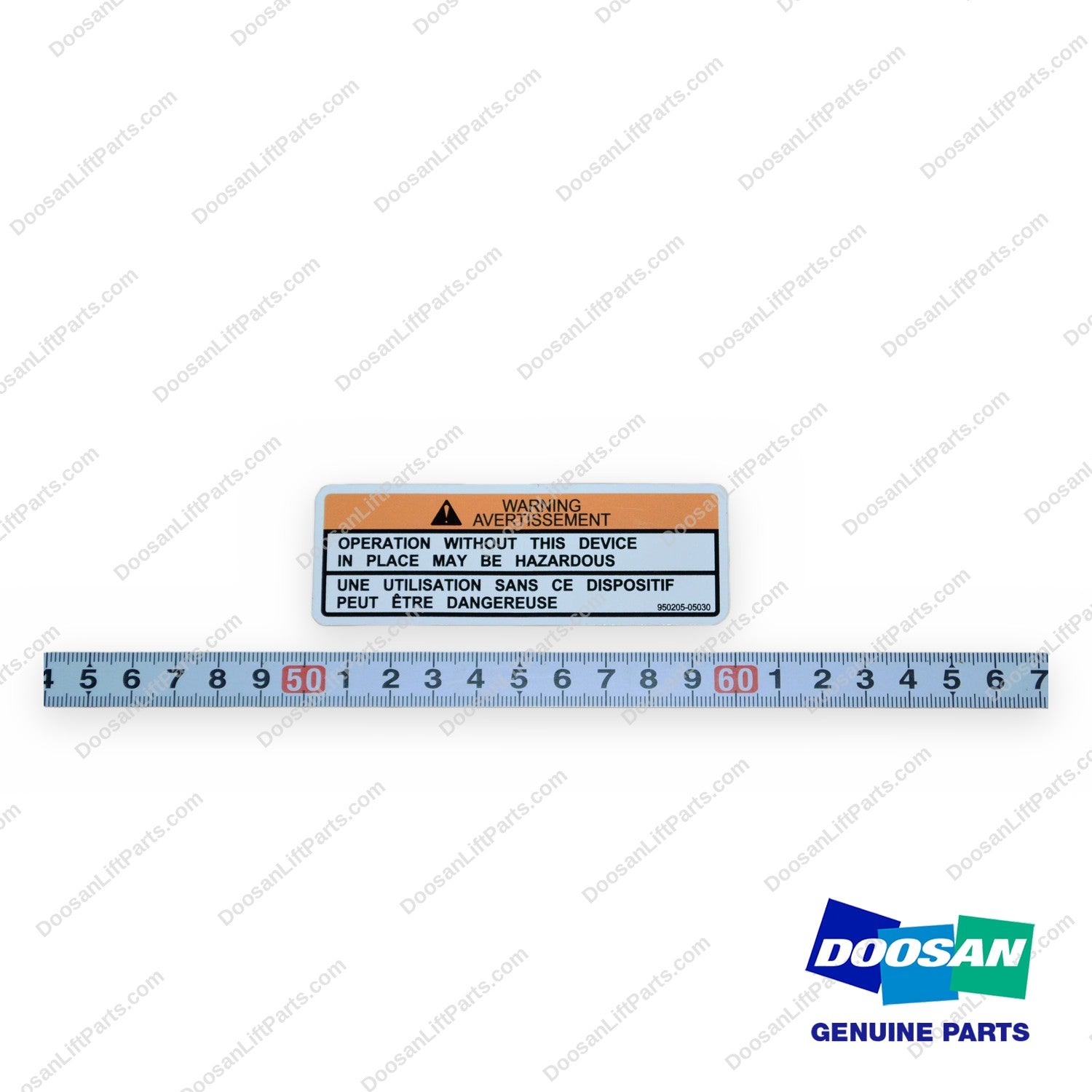 950205-05030 - Load Backrest Warning (Canada) Film - OEM Doosan Daewoo Bobcat