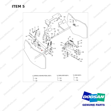 950205-05816 CHASSIS CONTROL GP-CREEPER & BRAKE - full parts diagram, item 5 marked - genuine Doosan / Bobcat forklift part