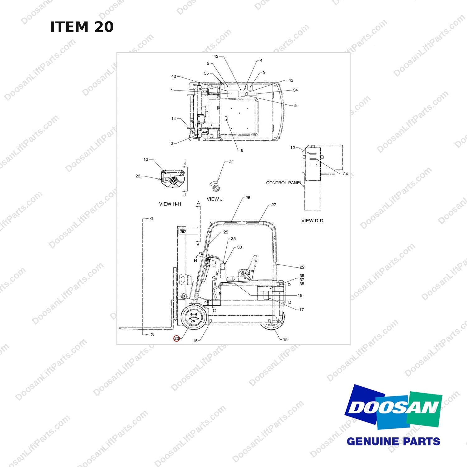 950205-06693 LUBRICANT LUBRICANT GP-PAINT - PART 1 OF 2 (1page) - full parts diagram, item 20 marked - genuine Doosan / Bobcat forklift part