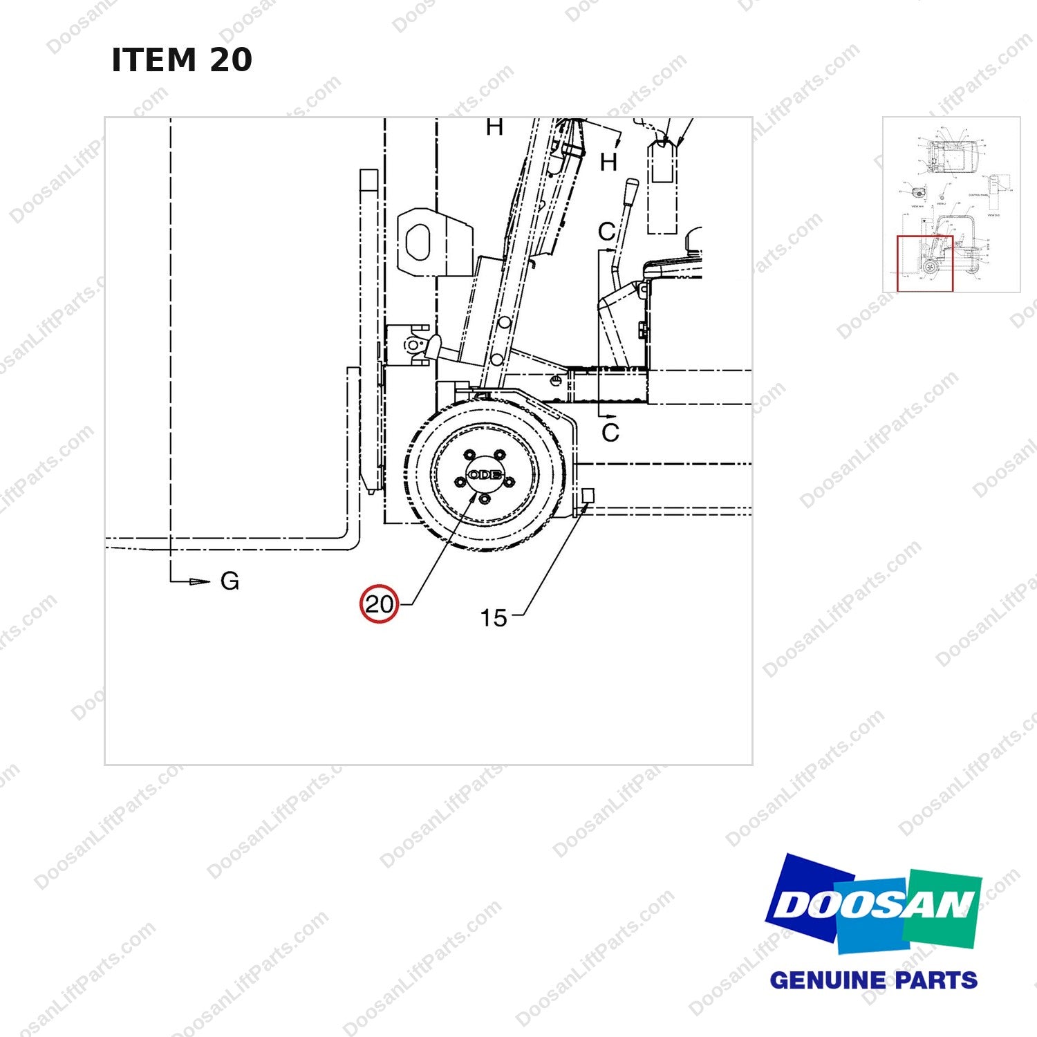 950205-06693 LUBRICANT LUBRICANT GP-PAINT - PART 1 OF 2 (1page) - parts diagram, item 20 shown - genuine Doosan / Bobcat forklift part