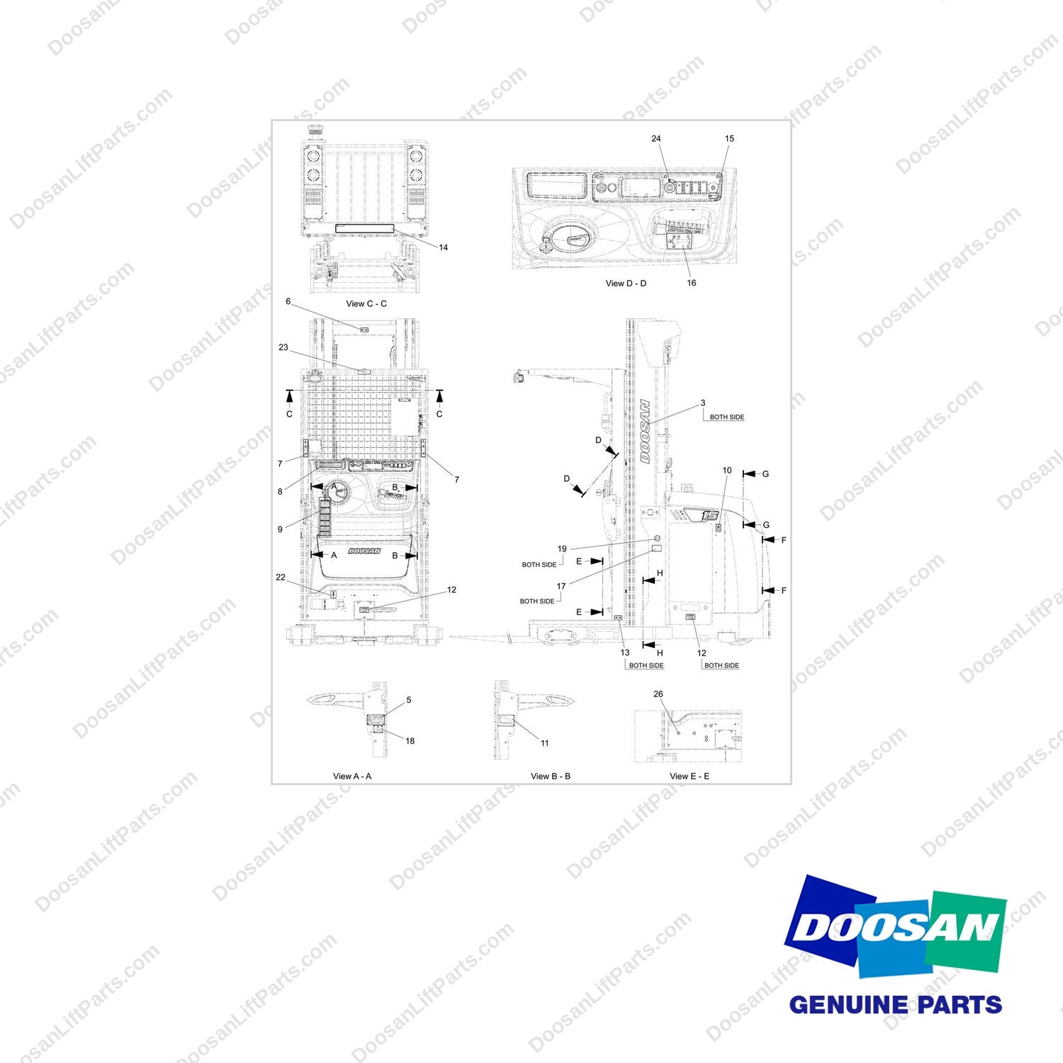 950205-08187 LOCATION CHART - full parts diagram - genuine Doosan / Bobcat forklift part