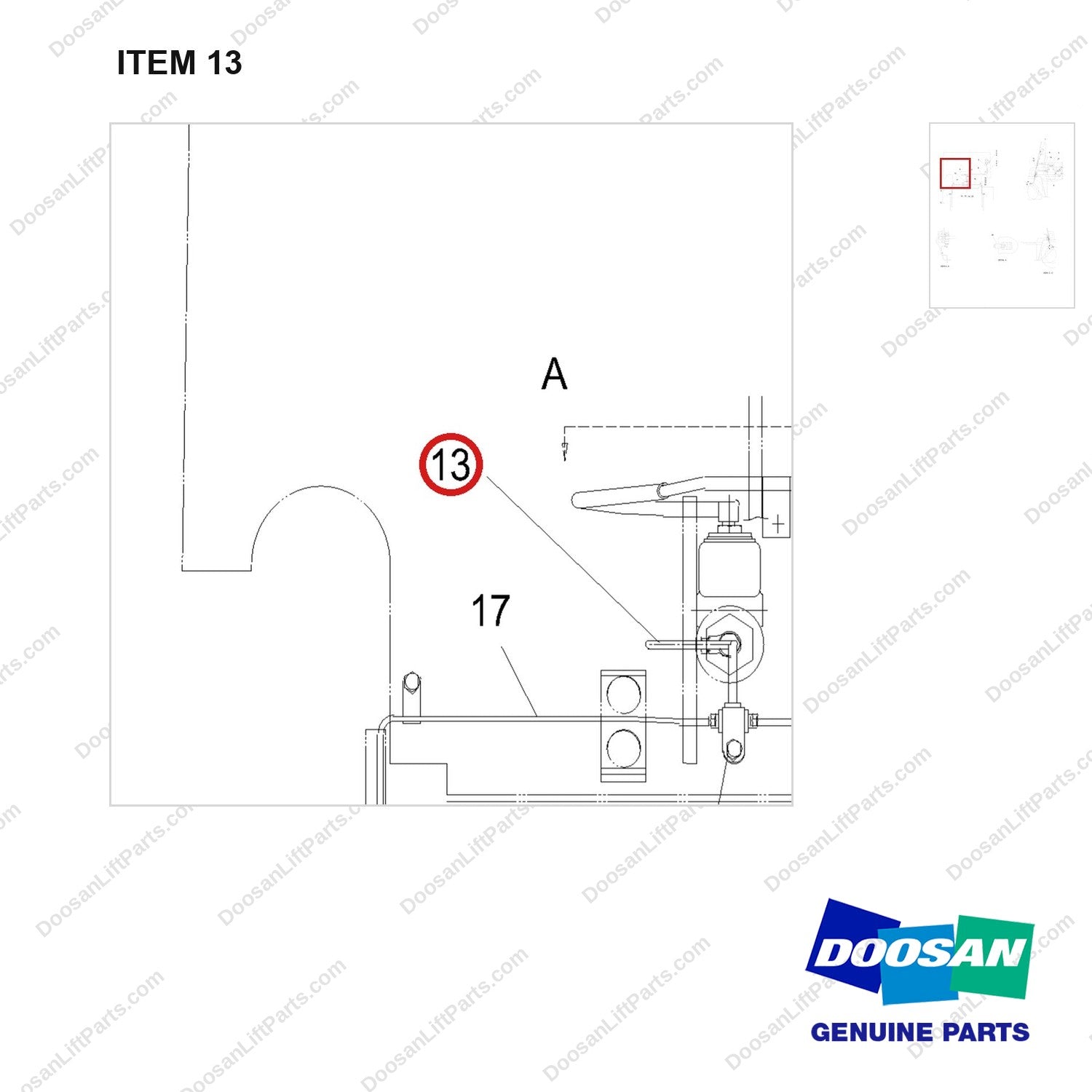 987521 LINES GP-SERVICE BRAKE(OCDB) - parts diagram, item 13 shown - genuine Doosan / Bobcat forklift part